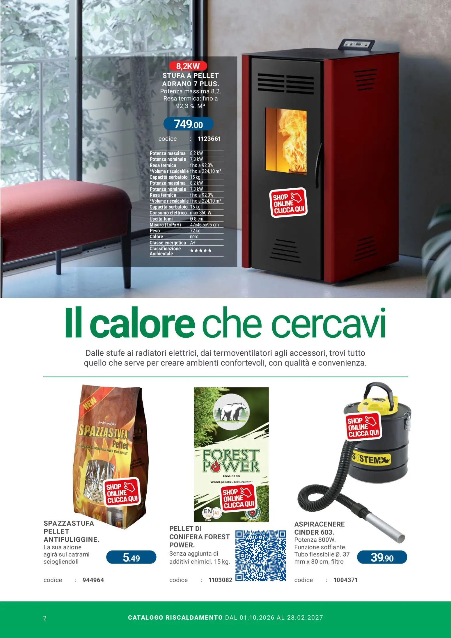 Volantino CFadda del 01/10/2026 | Pagina: 2 | Prodotti: Pellet, Stufa a pellet, Tubo, Aspiracenere