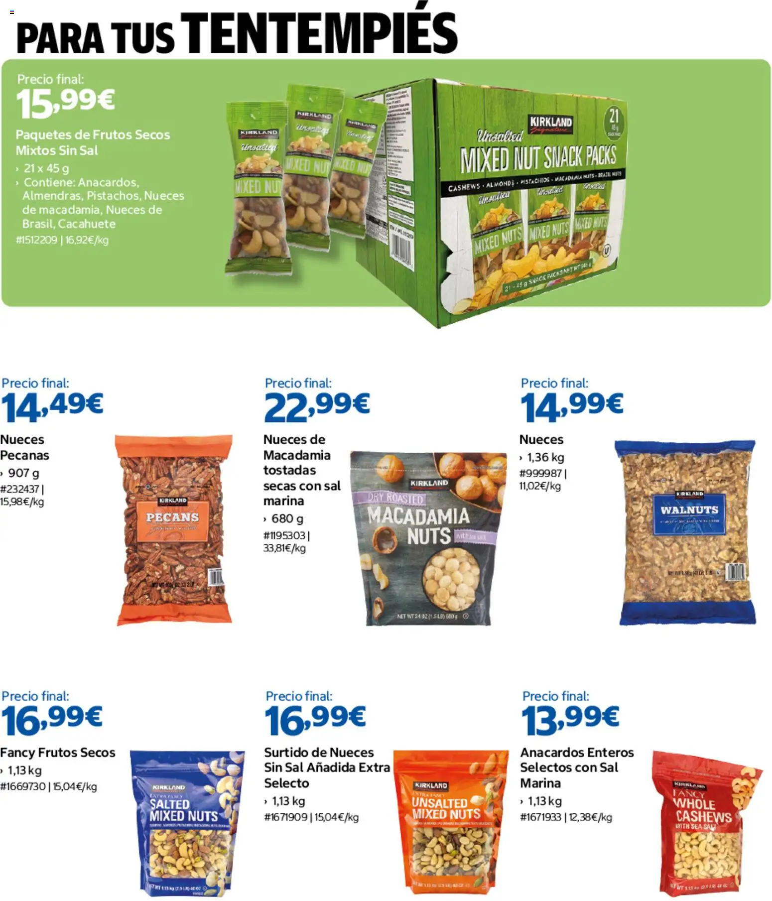 Costco Kirkland │ válido desde el 07/08/2026 | Página: 4 | Productos: Nueces, Anacardos, Frutos secos, Nueces pecanas