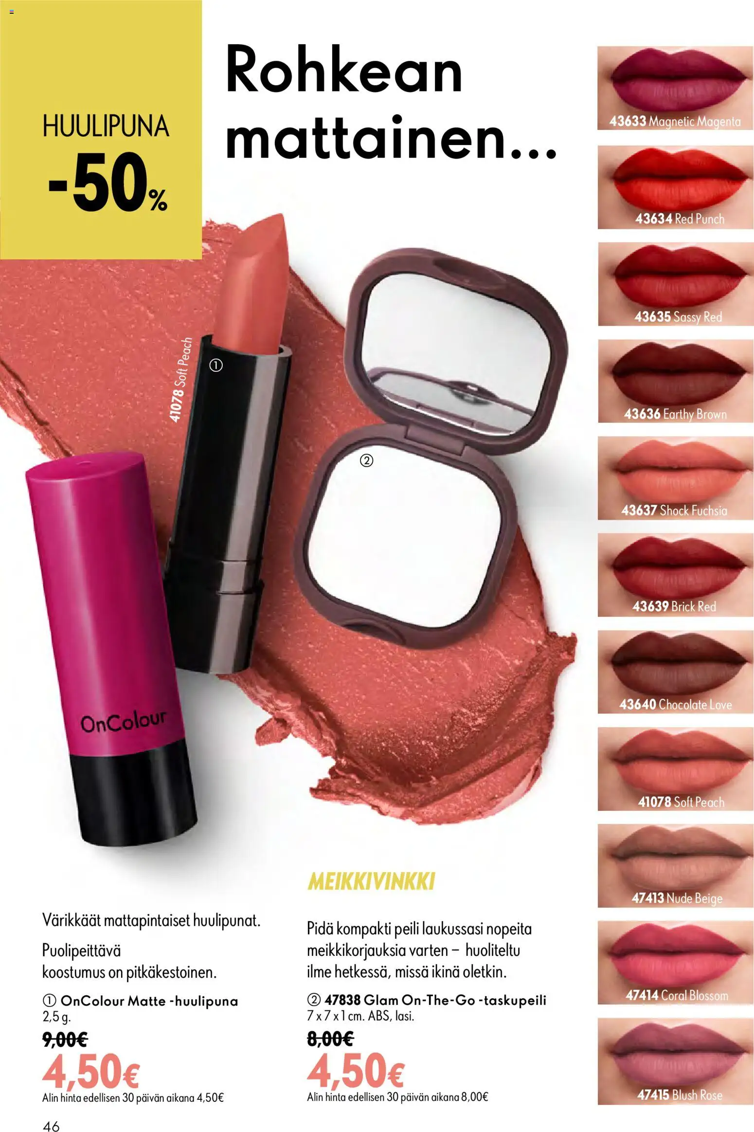 Oriflame - Esite 11 – voimassa 05/08/2026 alkaen | Sivu: 46 | Tuotteet: Huulipuna, Peili