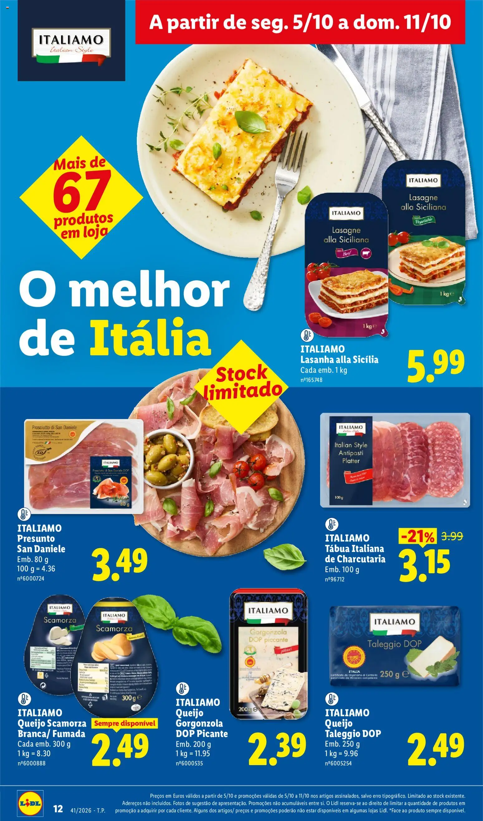 Lidl folheto │ válido de 05/10/2026 | Página: 12 | Produtos: Tábua, Lasanha, Queijo, Presunto