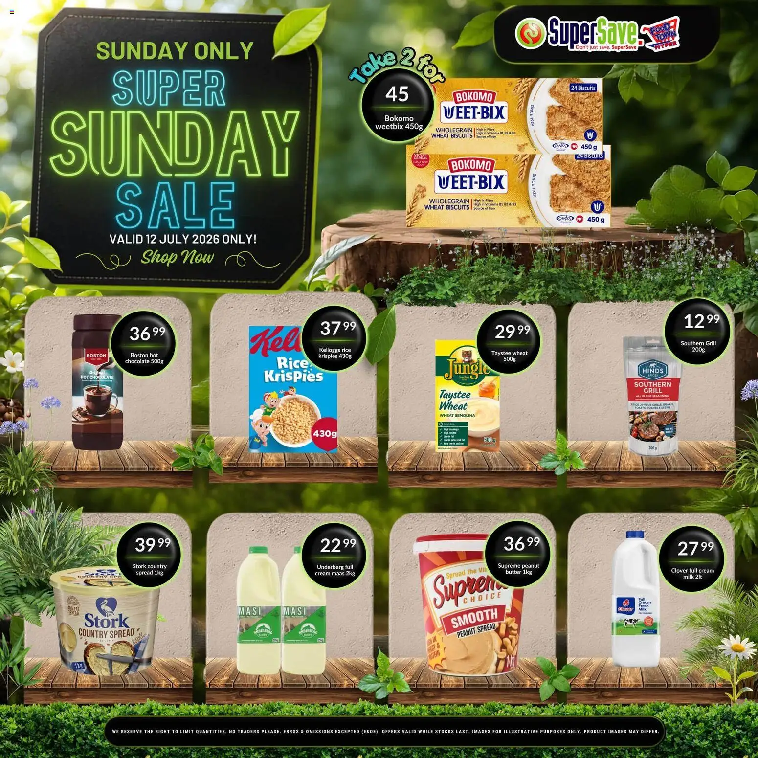 New Super Save catalogue – valid from 12/07/2026 | Page: 3 | Products: Biscuits, Chocolate, Rice, Seasoning