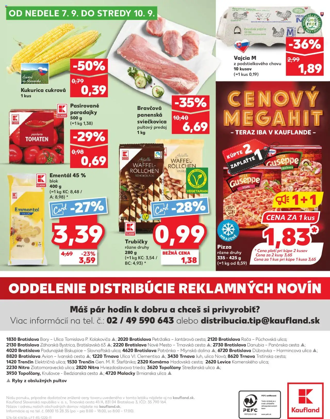 Nové Kaufland akcie – leták je platný od 04.09.2025 | Strana: 76 | Produkty: Vajcia, Pizza, Ryby, Kukurica