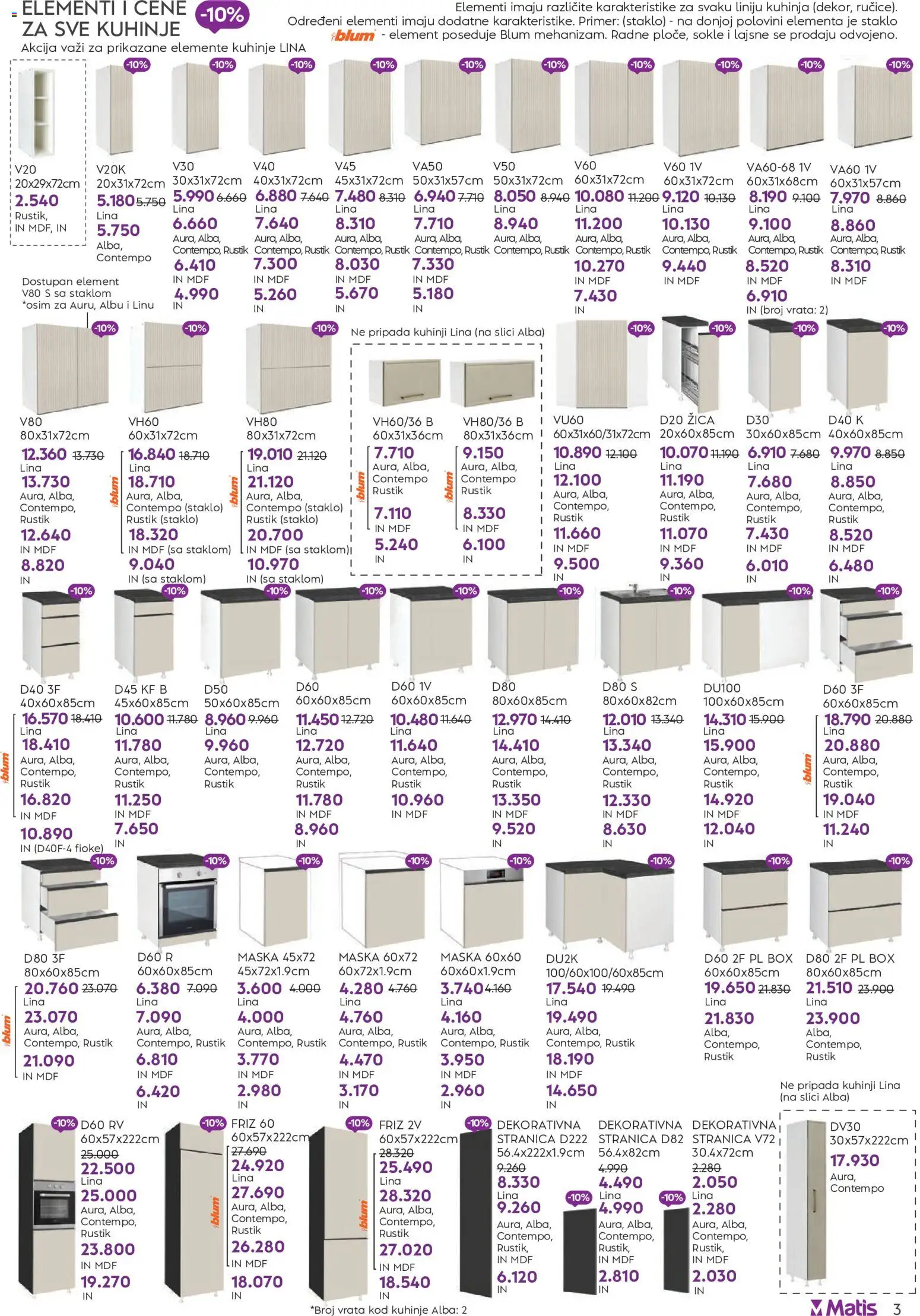 Matis katalog - važi od 01.07.2026 | Strana: 3 | Proizvode: Kuhinja, Vrata, Maska