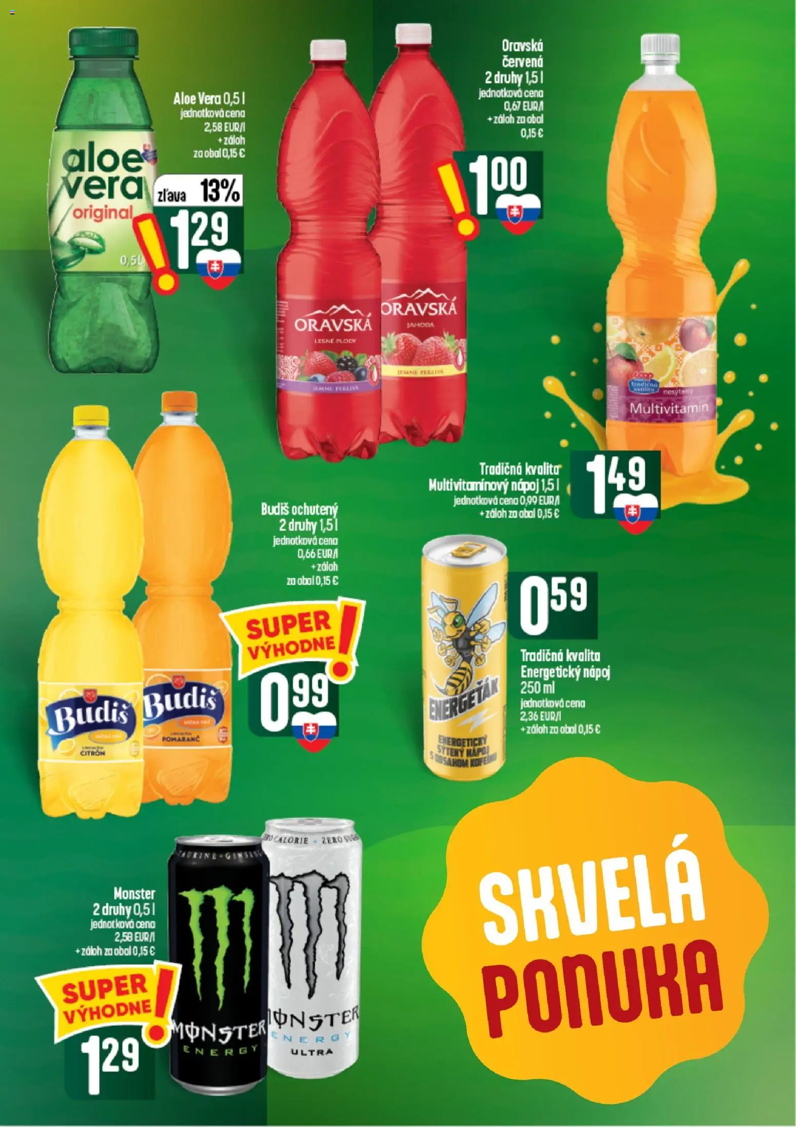 Nové COOP Jednota akcie – leták je platný od 24.09.2026 | Strana: 45 | Produkty: Multivitamín, Aloe Vera, Lesné plody, Energetický nápoj