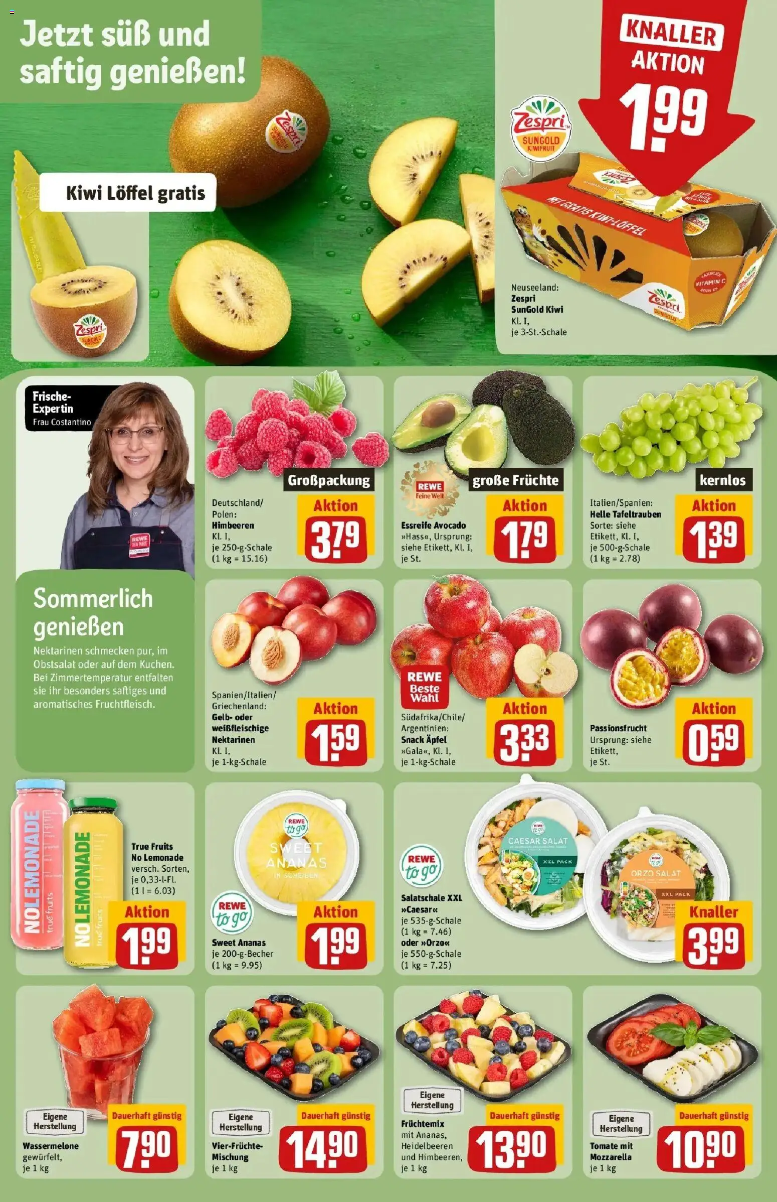 REWE Prospekt ab 10.08.2026 zum Blättern » Angebote | Seite: 4 | Produkte: Nektarinen, Ananas, Wassermelone, Kiwi