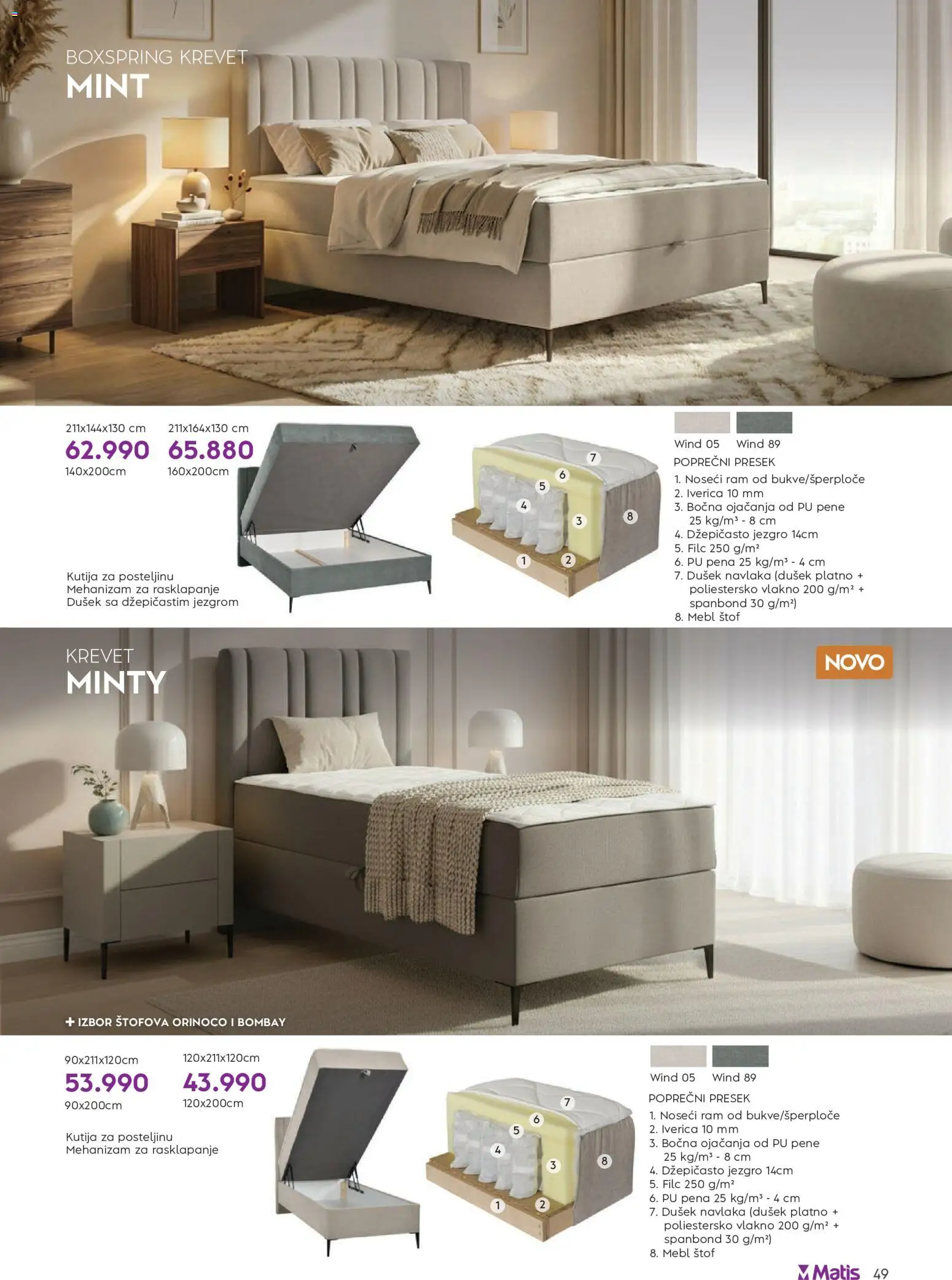 Matis katalog - važi od 01.05.2026 | Strana: 49 | Proizvode: Krevet, Dušek, Kutija