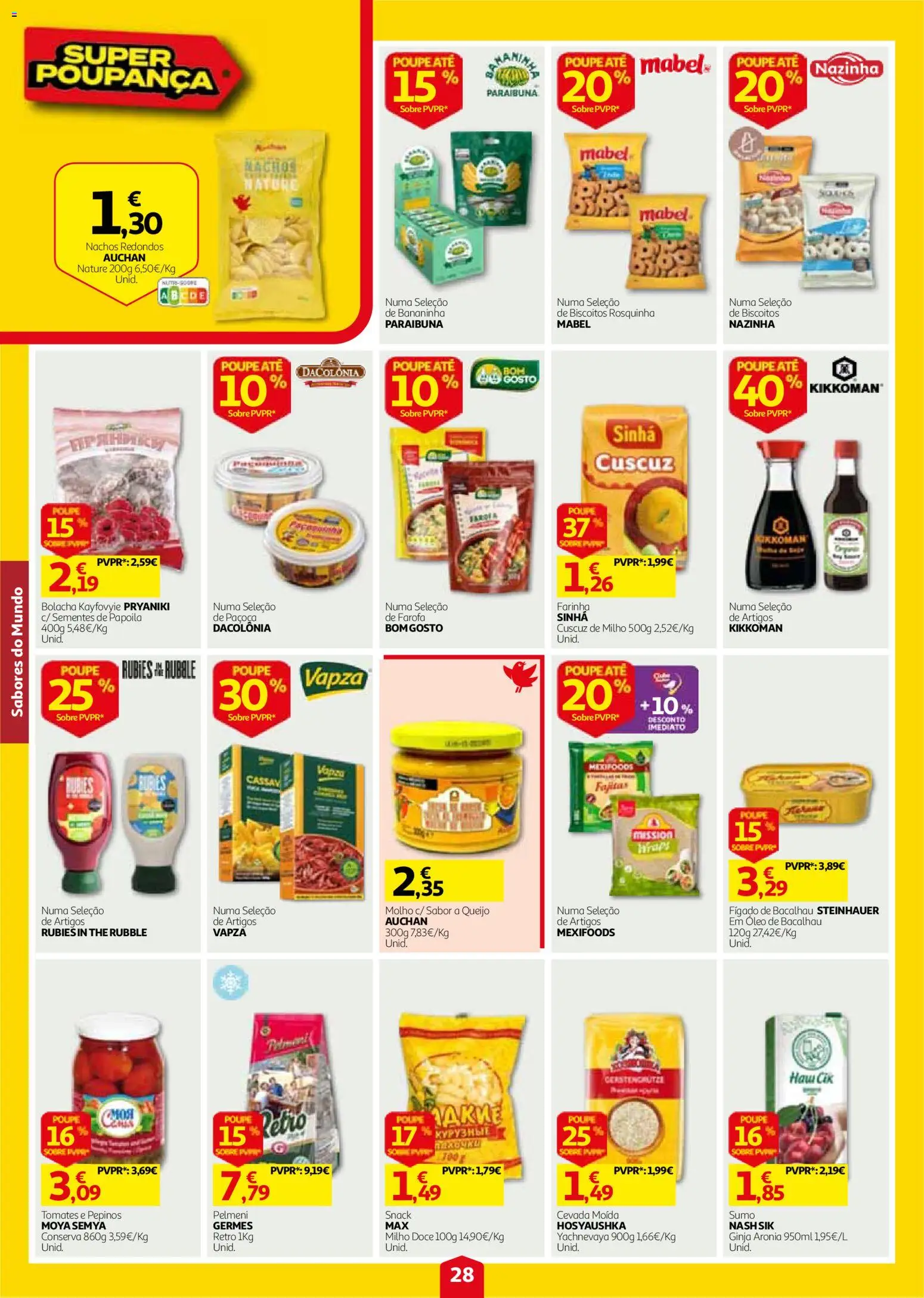 Auchan folheto │ válido de 24/09/2026 | Página: 28 | Produtos: Queijo, Tomates, Biscoitos, Pepinos