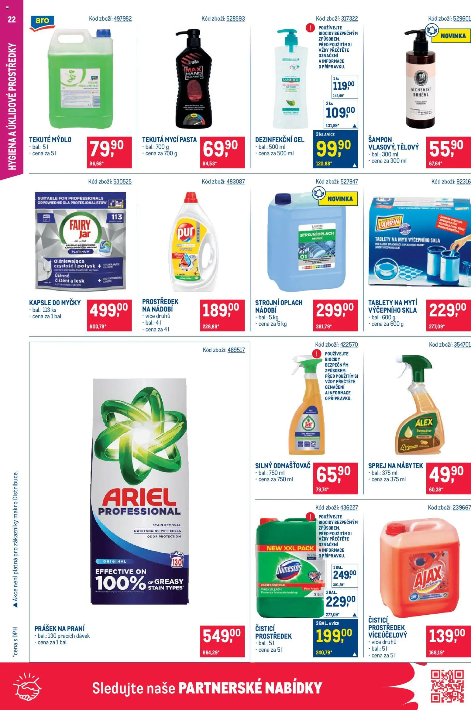 Makro leták - Gastronomie od 15.07.2026 | Strana: 22 | Produkty: Mýdlo, Dezinfekční gel, Ariel, Sanytol