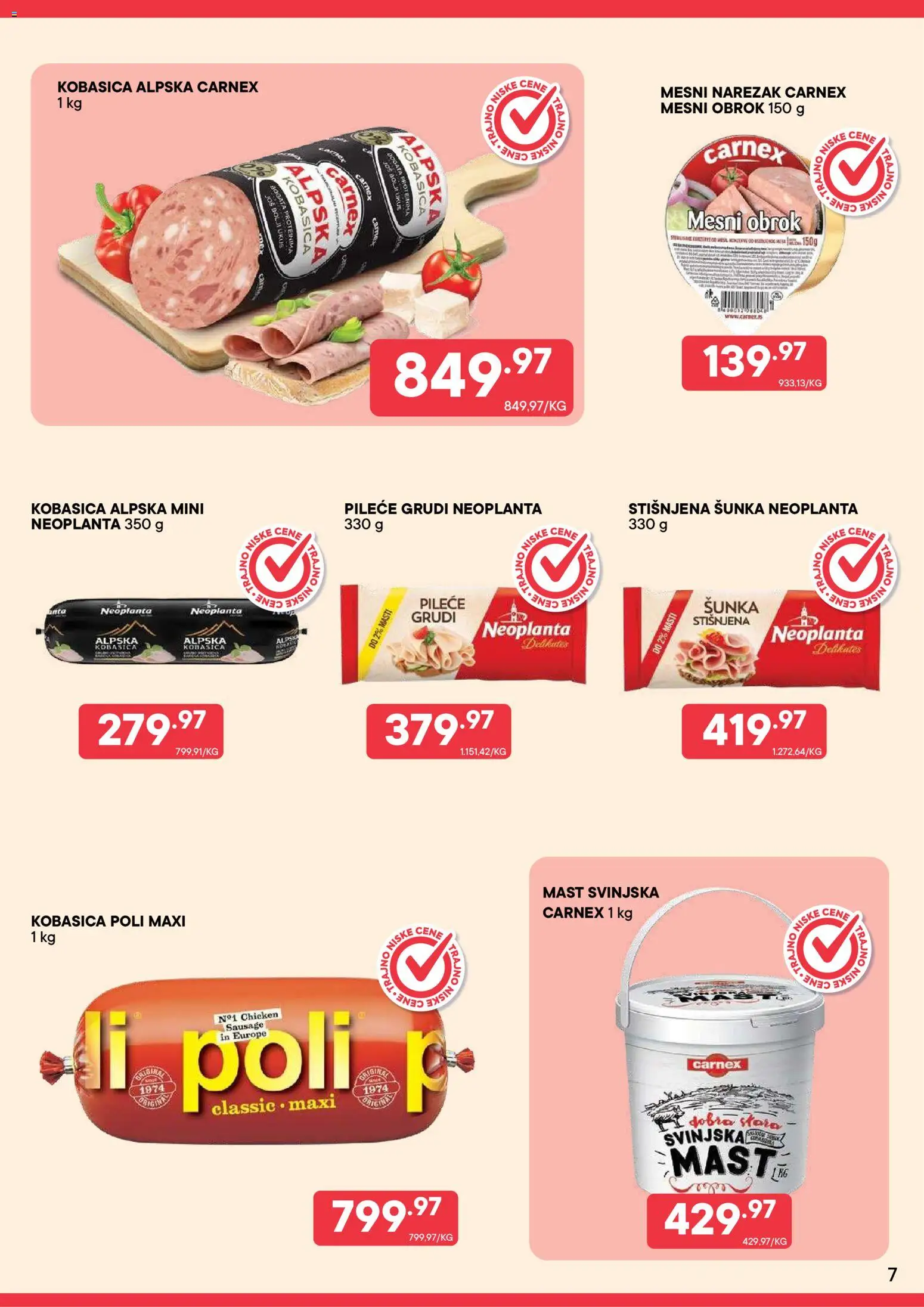 PerSu katalog - važi od 01.08.2026 | Strana: 7 | Proizvode: Pileće grudi, Mast, Šunka, Mesni narezak