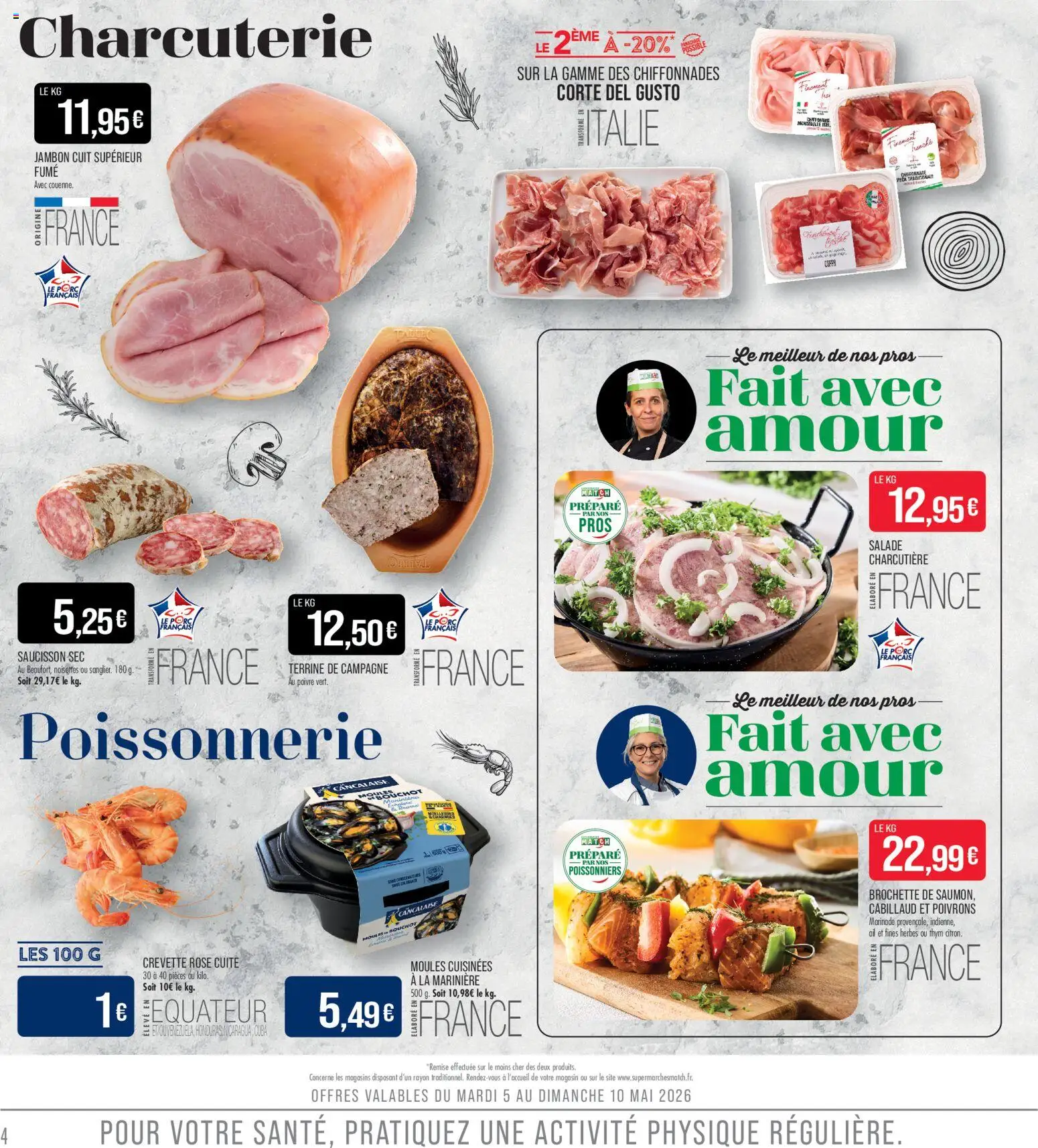 {H1} | Page: 4 | Produits: Saucisson sec, Noisettes, Jambon, Porc