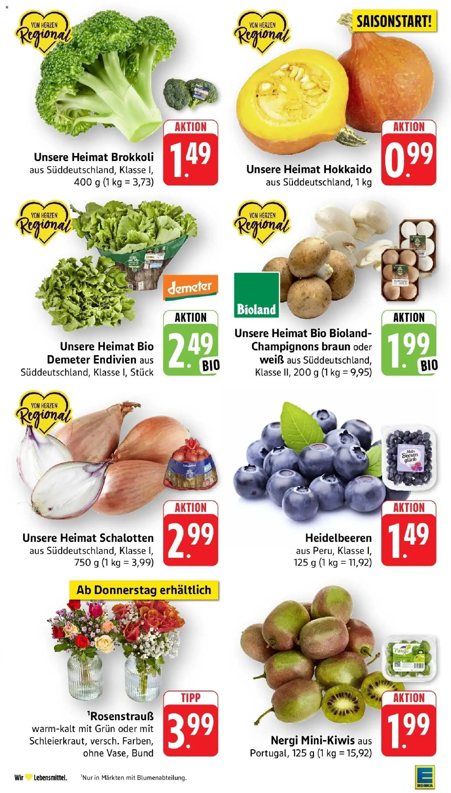 Edeka Prospekt Mühlheim / Donau (ab 21.09.2026) » Angebote Online | Seite: 11 | Produkte: Heidelbeeren, Champignons, Brokkoli