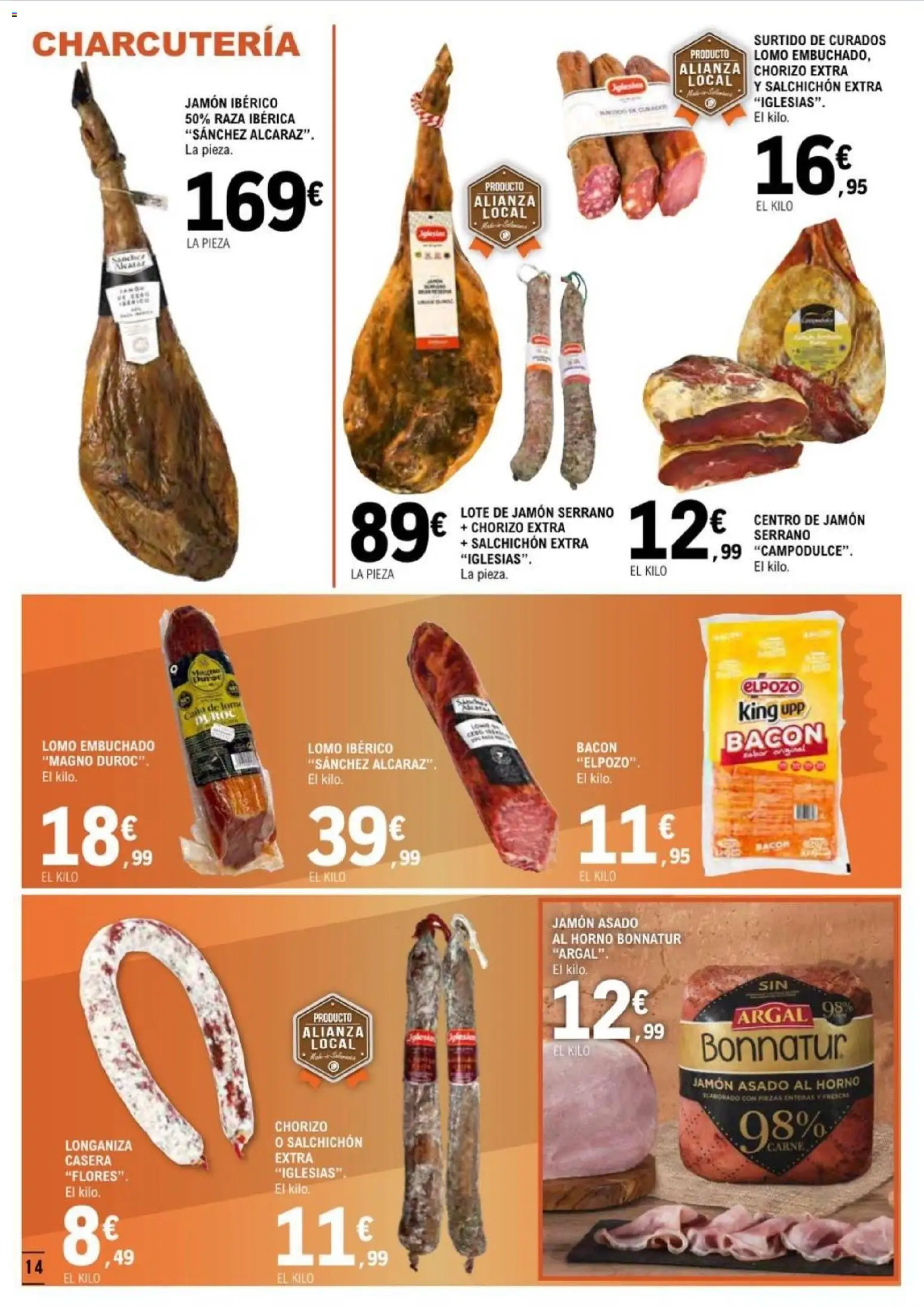 E.Leclerc folleto Salamanca │ válido desde el 17.06.2026 | Página: 14 | Productos: Jamón serrano, Jamón ibérico, Jamón, Longaniza