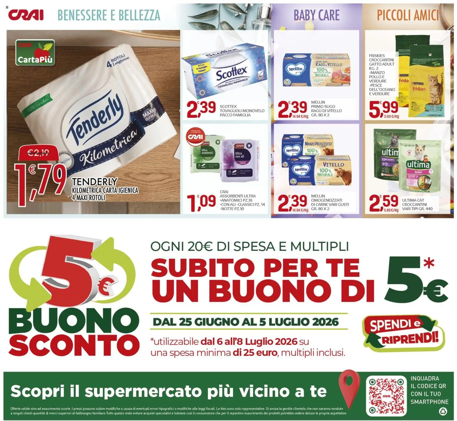 Volantino CRAI del 25/06/2026 | Pagina: 8 | Prodotti: Carta igienica, Pollo, Ragú, Vitello