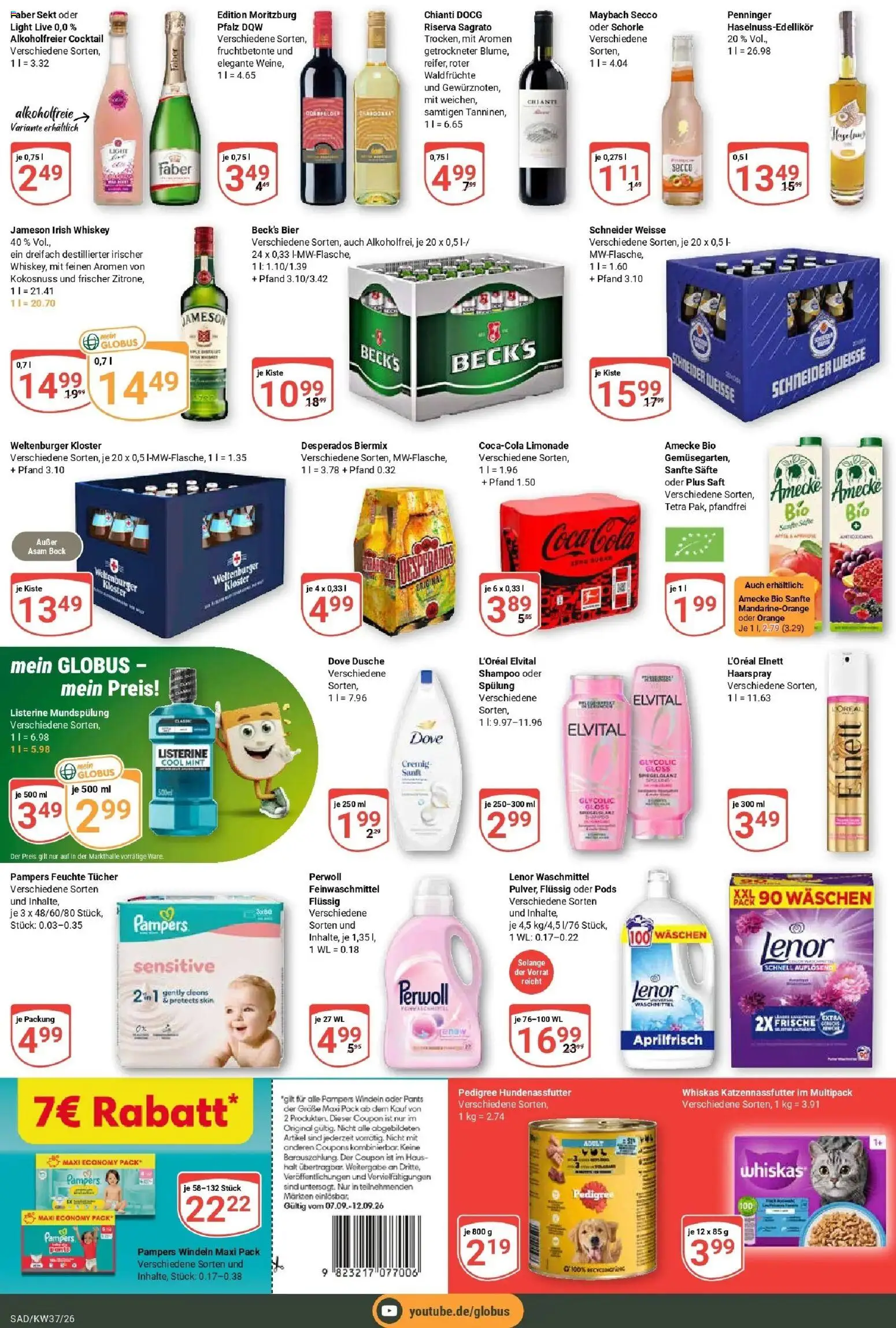 Globus Prospekt Schwandorf – gültig ab 07.09.2026 | Seite: 7 | Produkte: Bier, Sekt, Waschmittel, Pedigree