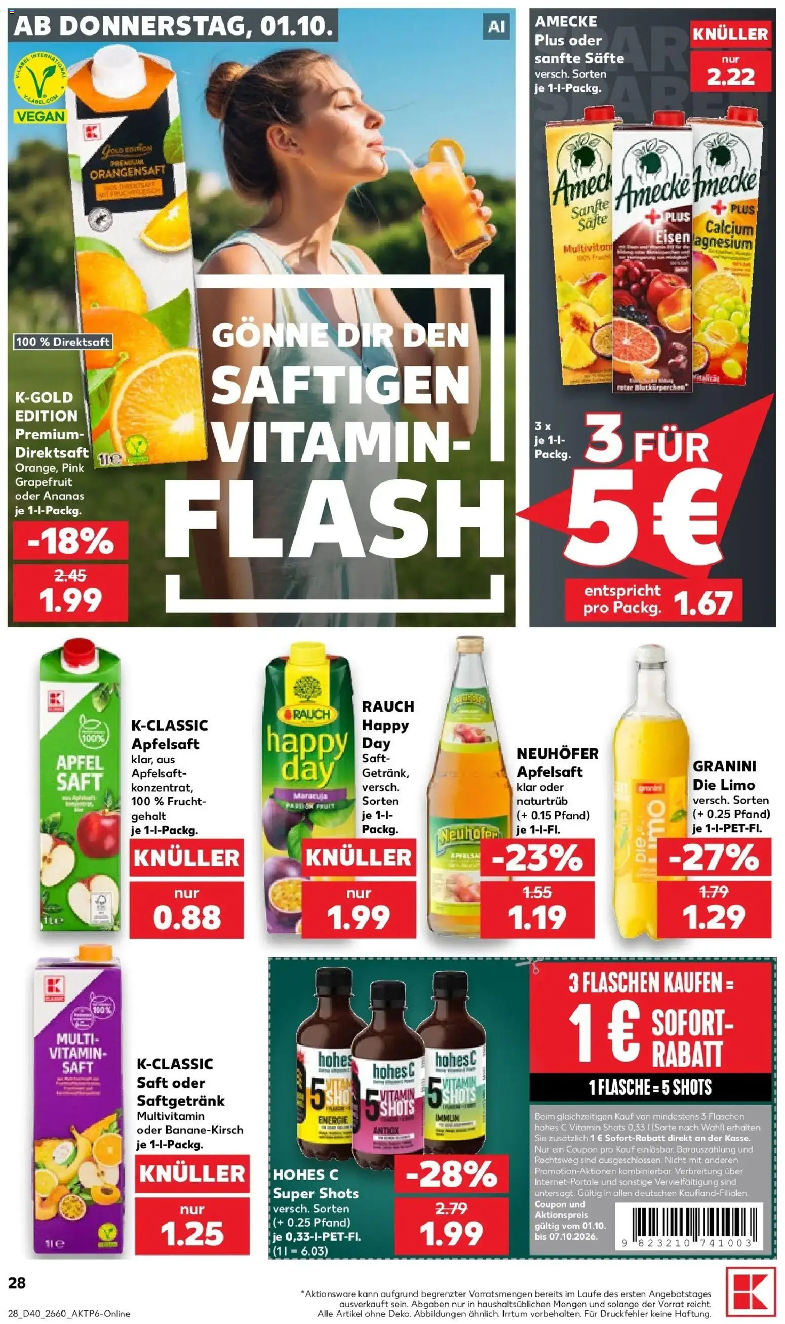 Prospekt Kaufland ab 28.09.2026 » Angebote Online zum Blättern | Seite: 38 | Produkte: Orangensaft, Apfelsaft, Grapefruit, Hohes c