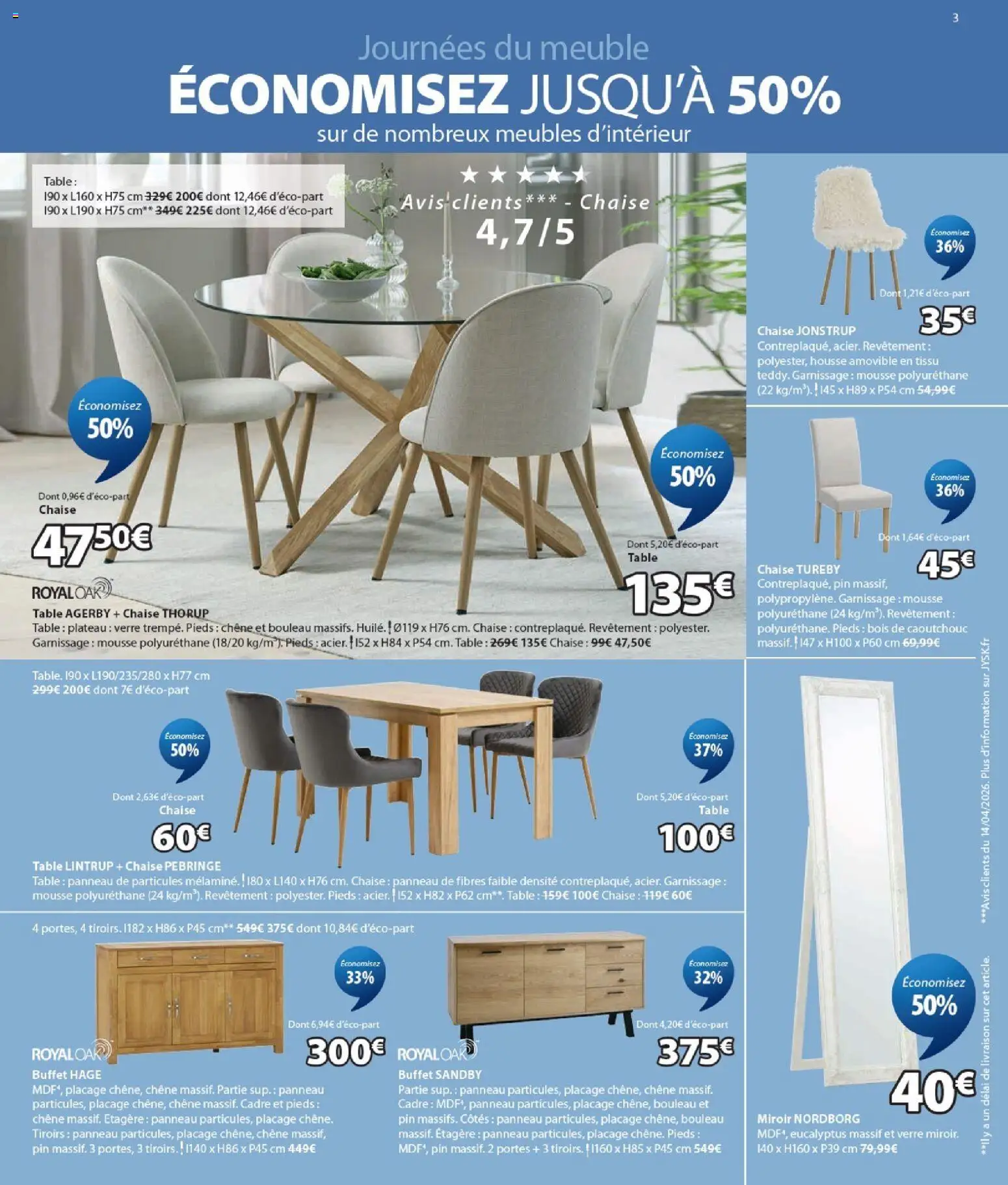 {H1} | Page: 3 | Produits: Plateau, Mousse, Étagère, Buffet