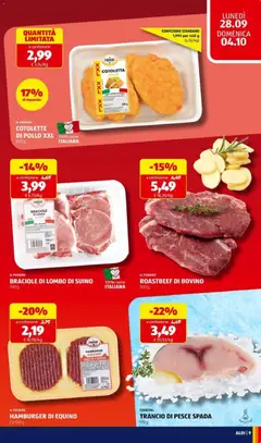 Anteprima del volantino Aldi volantino valido a partire dal 28/09/2026 | Pagina: 11 | Prodotti: Bovino, Pesce, Carne, Pesce spada