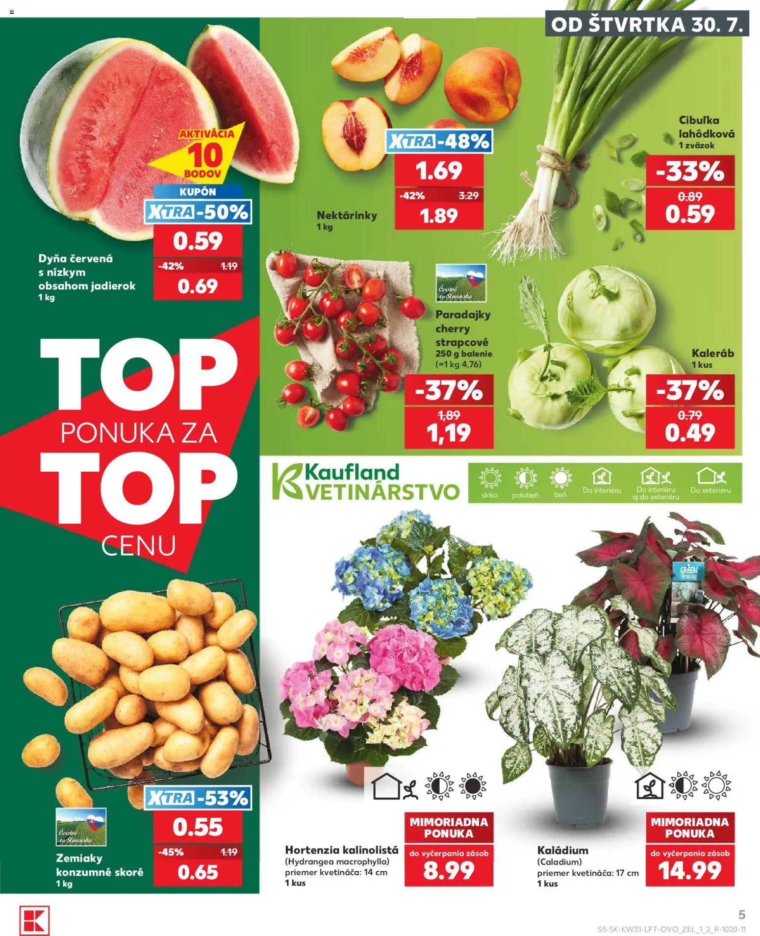 Nové Kaufland akcie – leták je platný od 30.07.2026 | Strana: 5 | Produkty: Paradajky, Zemiaky