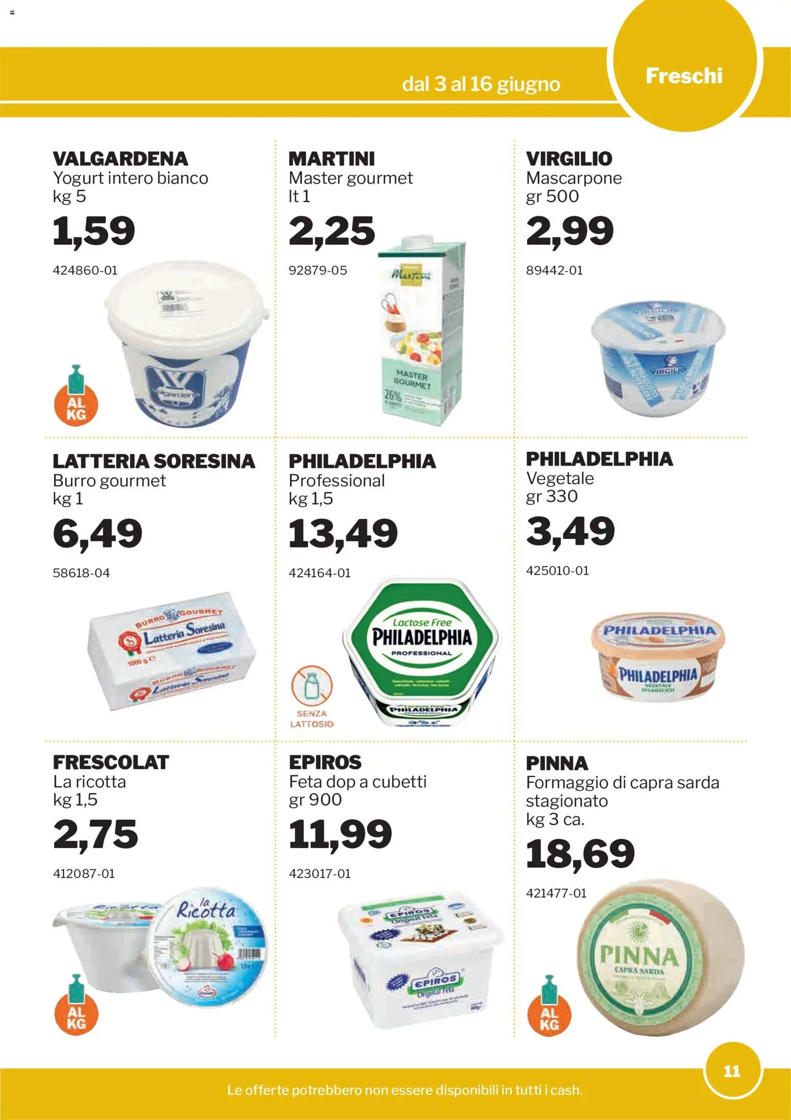 Volantino Sogegross del 03.06.2026 | Pagina: 11 | Prodotti: Formaggio, Burro, Ricotta, Mascarpone