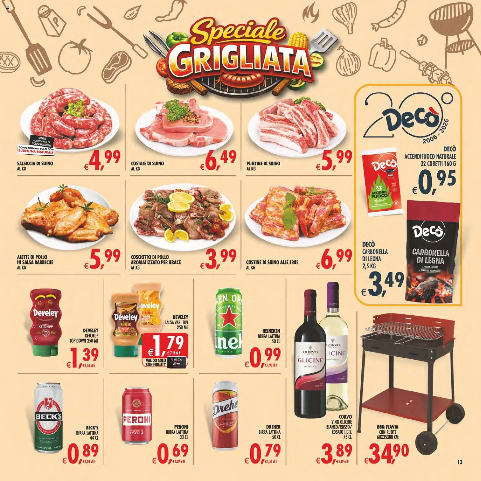 Volantino Decò del 11/08/2026 | Pagina: 13 | Prodotti: Birra, Barbecue, Top, Heineken