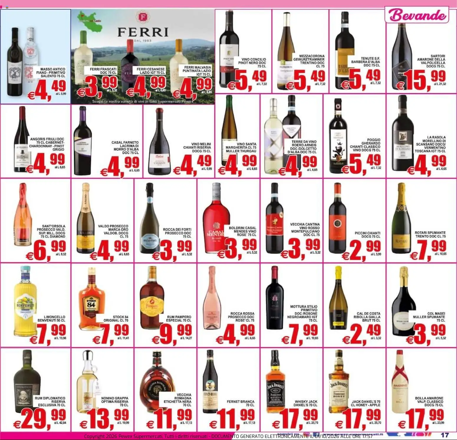 Volantino Pewex del 02/10/2026 | Pagina: 17 | Prodotti: Vino, Spumante, Limoncello, Vino rosso