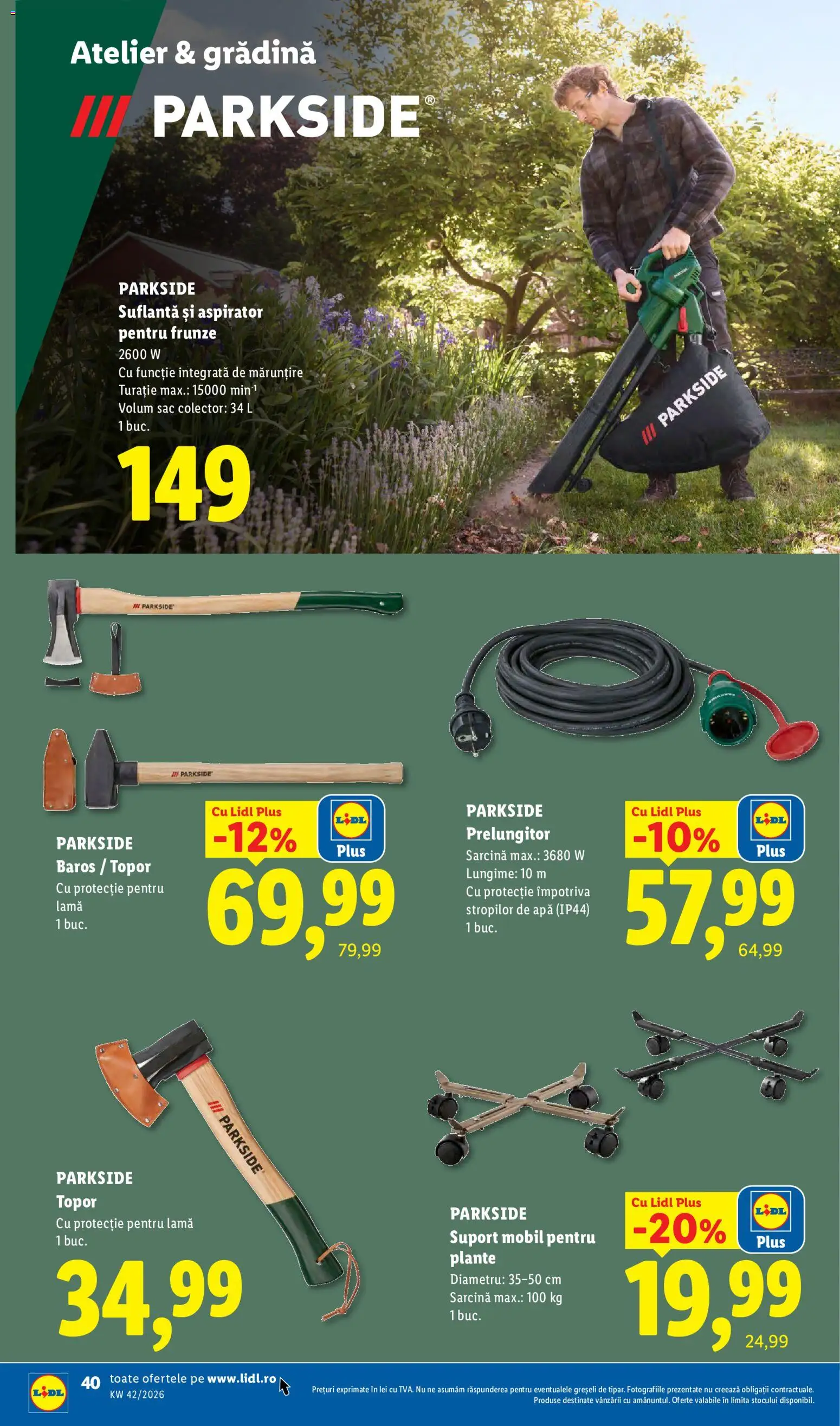 Noul catalog Lidl – valabil de la 12.10.2026 | Pagină: 40 | Produse: Prelungitor, Gradina, Suflantă, Suport