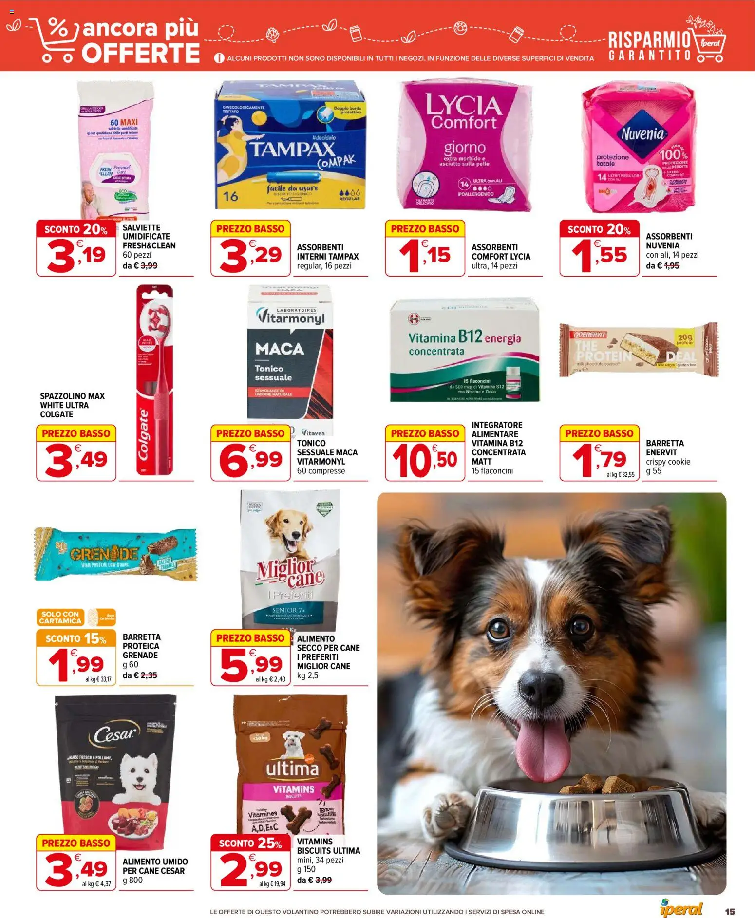 Volantino Iperal del 14/10/2026 | Pagina: 15 | Prodotti: Barretta, Basso, Assorbenti, Tonico