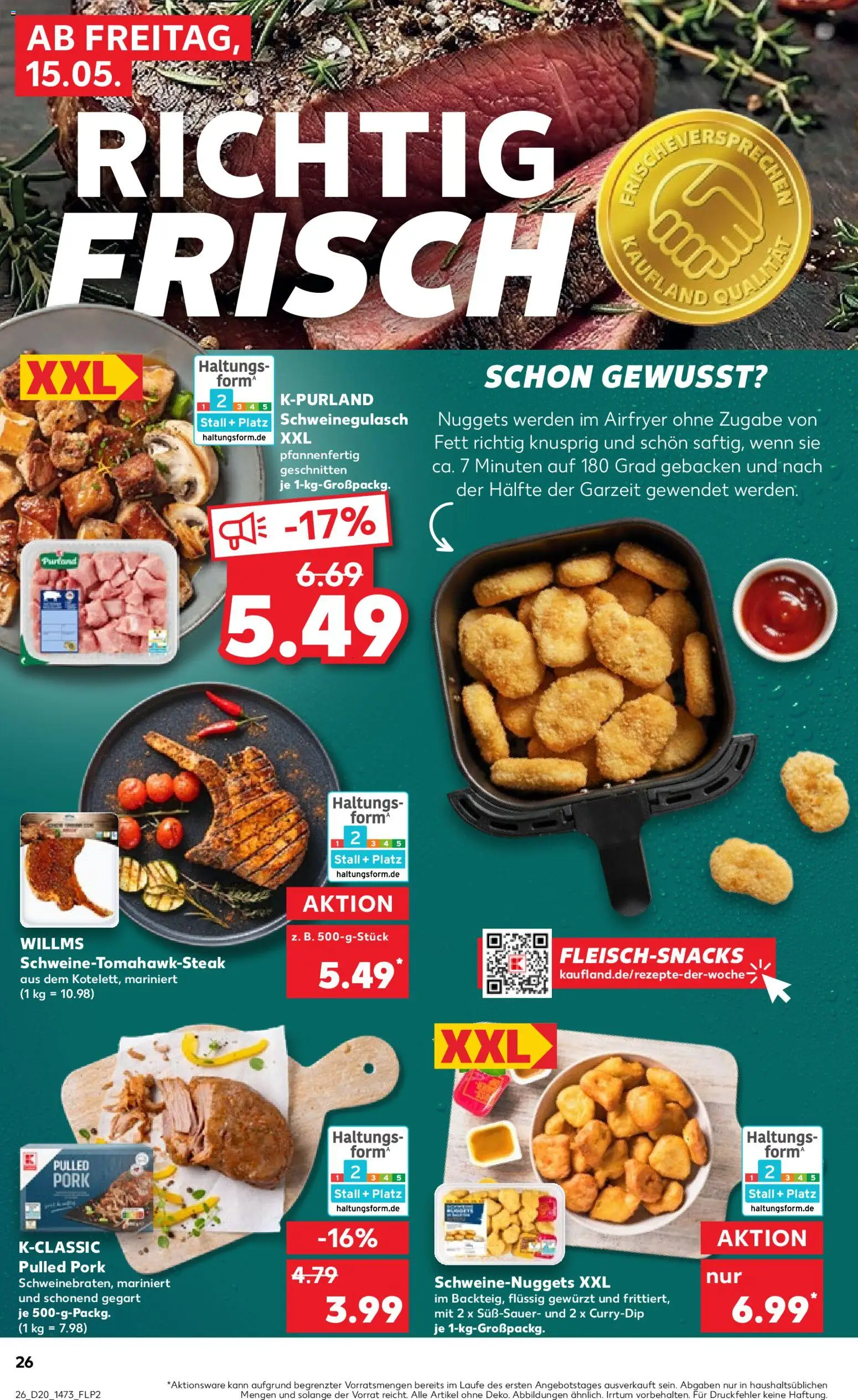 Kaufland Prospekt – gültig ab 15.05.2026 | Seite: 26 | Produkte: Schweinegulasch, Steak