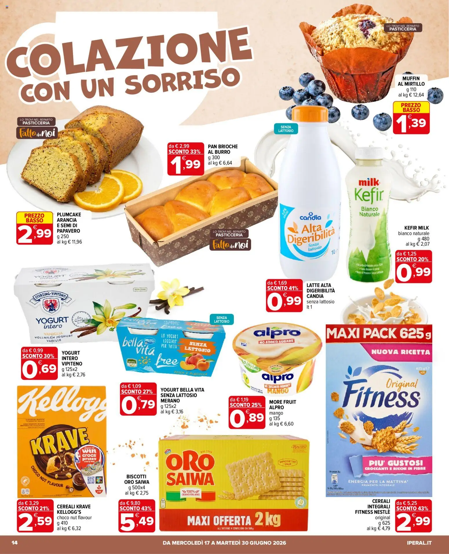 Volantino Iperal del 17.06.2026 | Pagina: 14 | Prodotti: Yogurt, Burro, Arancia, Plumcake