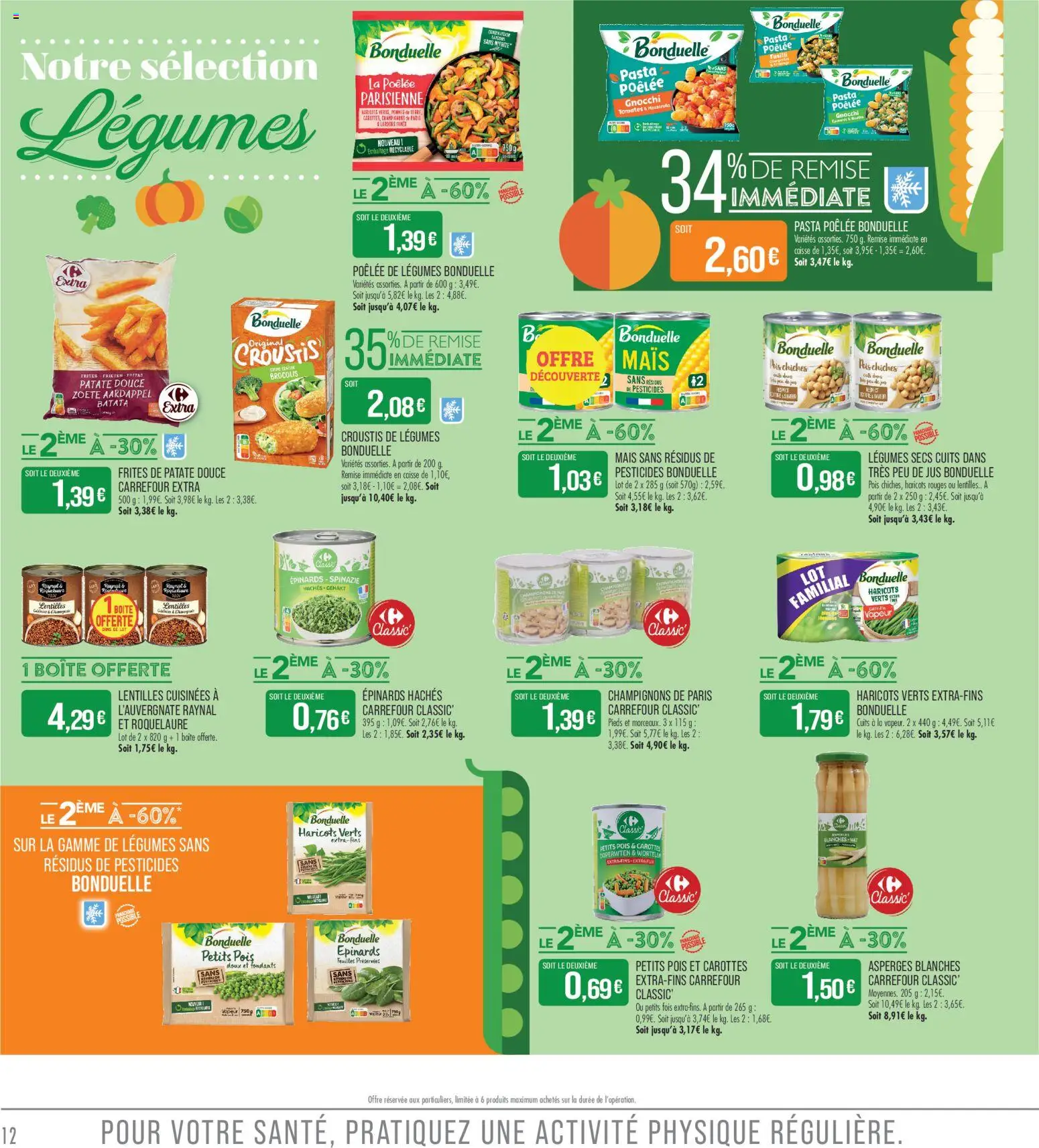 {H1} | Page: 12 | Produits: Carottes, Brocolis, Épinards, Pois chiches