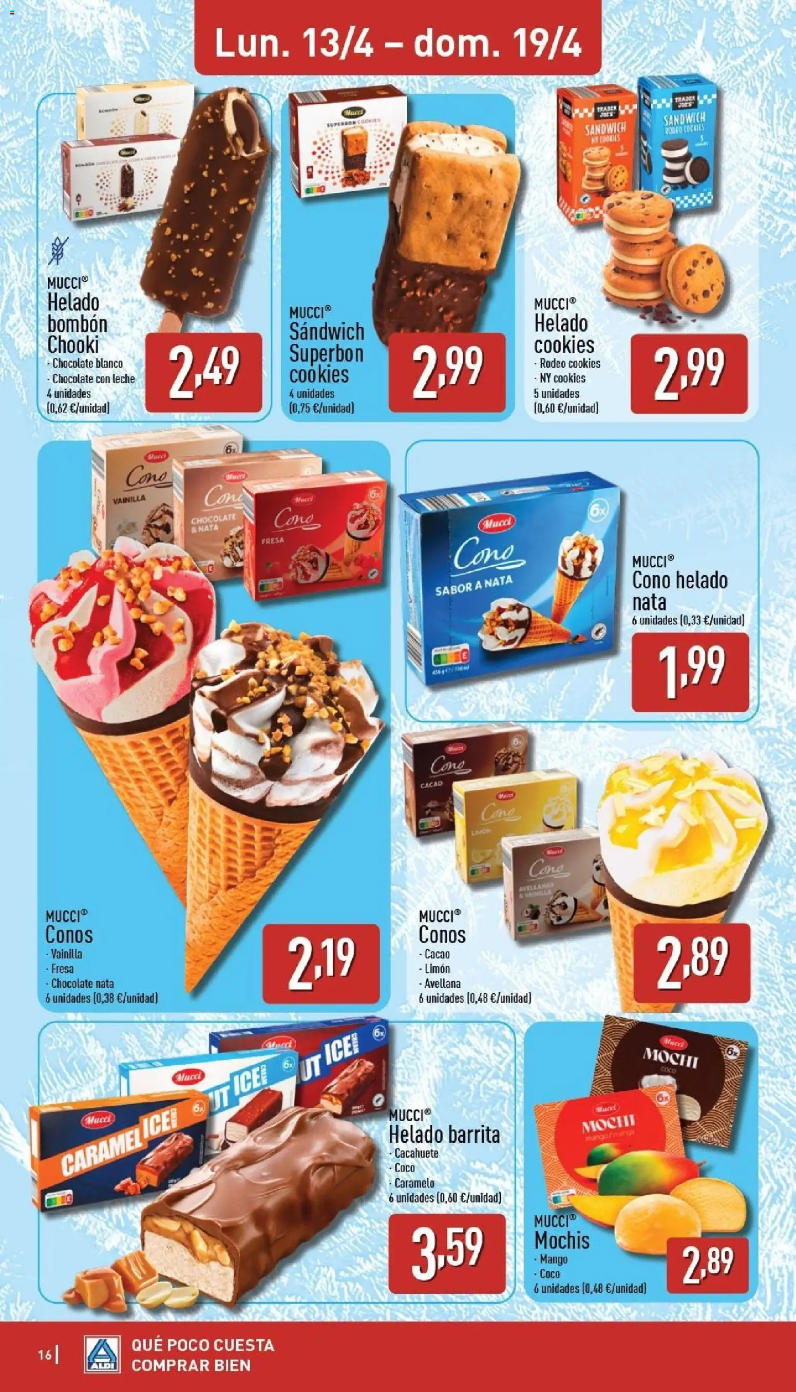 Aldi folleto Canarias │ válido desde el 13.04.2026 | Página: 16 | Productos: Helado bombón, Τυρόπιτα, Helado, Φρυγανιές σικάλεως