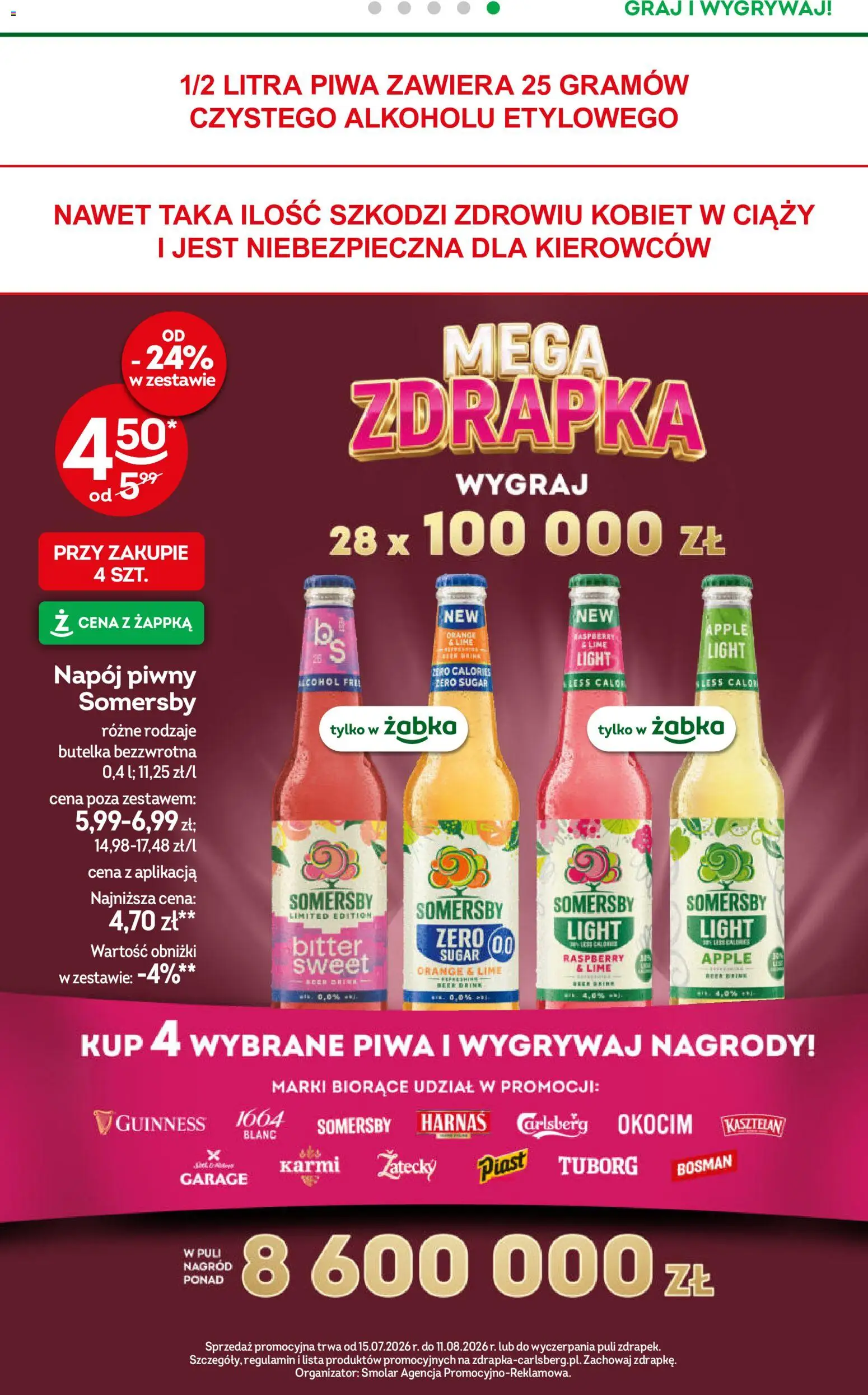 Żabka gazetka od 29.07.2026 | Strona: 18 | Produkty: Guinness, Harnaś, Somersby