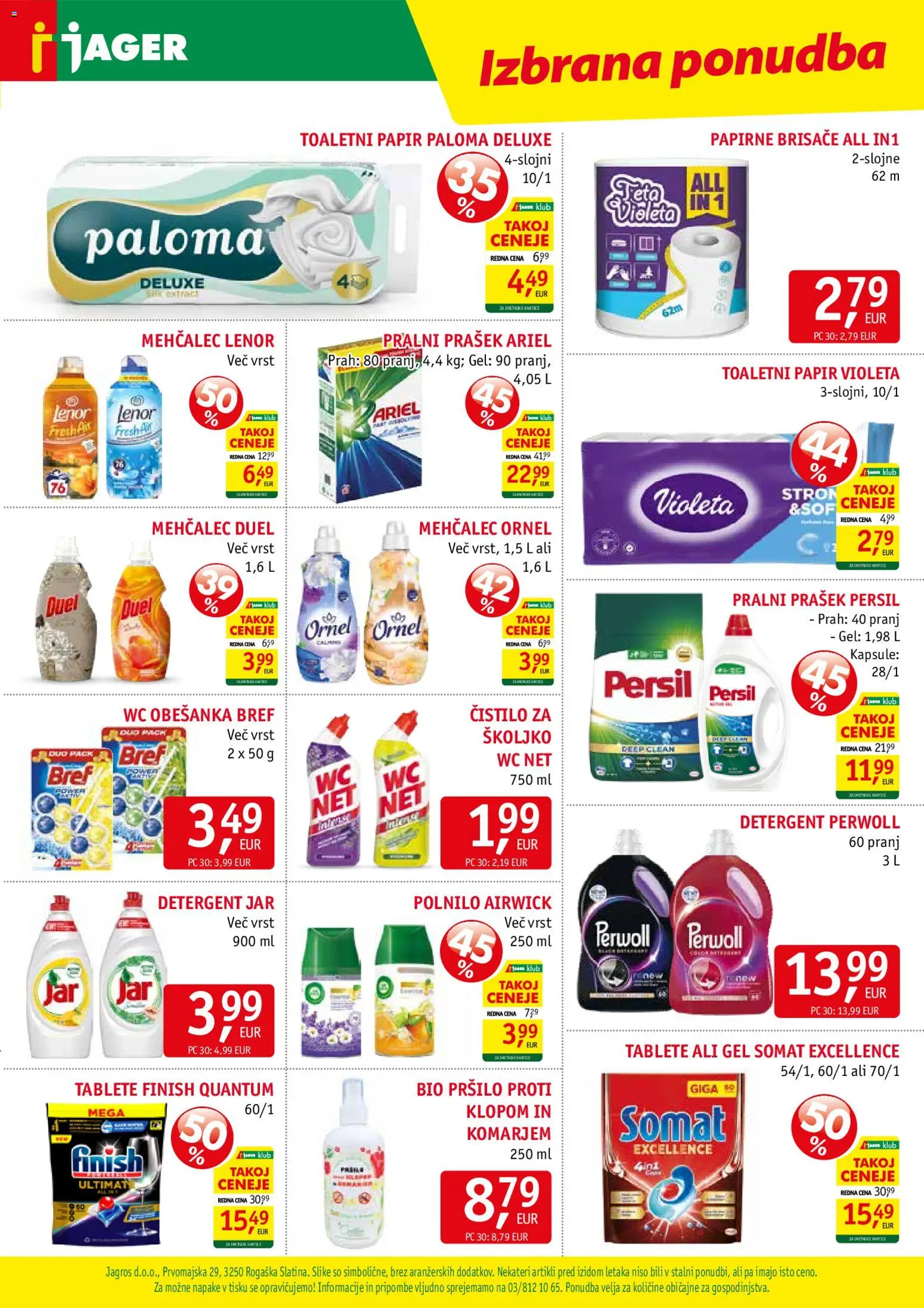 Novi Jager katalog ponudbe – veljaven od 29.07.2026 | Stran: 15 | Izdelki: Prašek, Mehčalec, Toaletni papir, Detergent