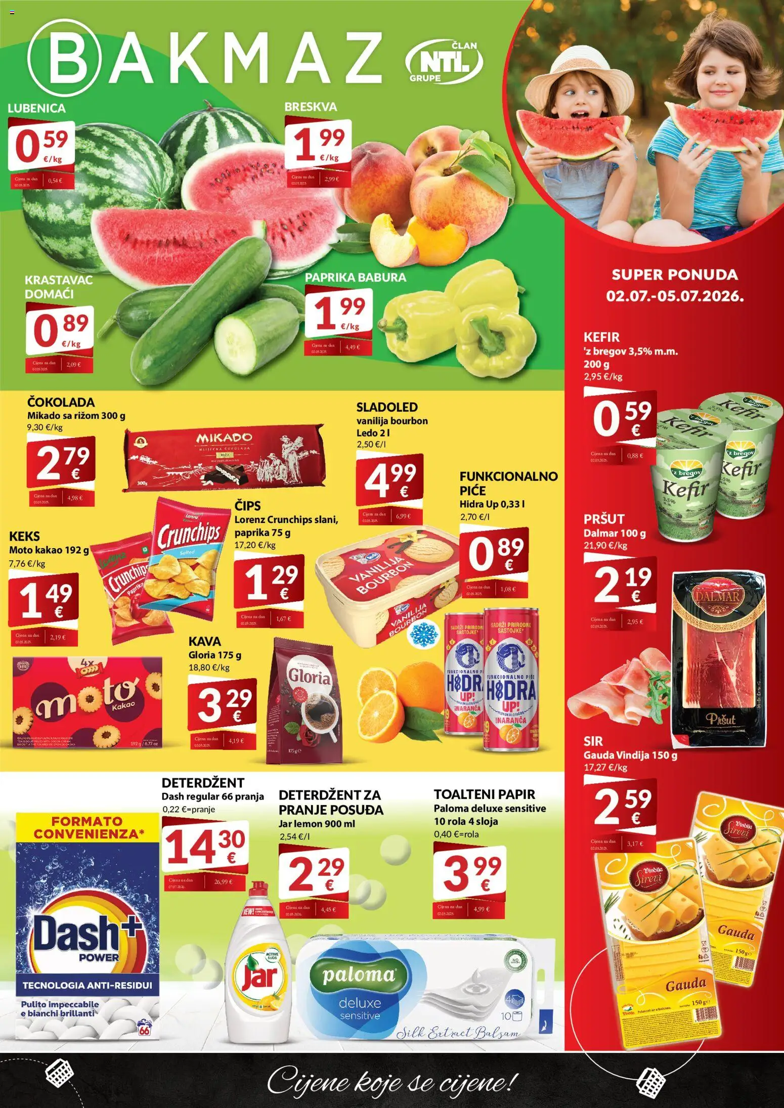 Bakmaz katalog | vrijedi od 02.07.2026 | Stranica: 1 | Proizvodi: Gauda, Krastavac, Jar, Dash