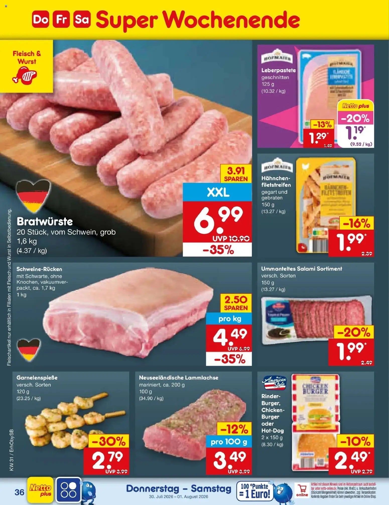 Netto Marken-Discount Prospekt Mauern – gültig ab 27.07.2026 | Seite: 53 | Produkte: Hahnchen, Burger, Schweinerucken, Fleisch