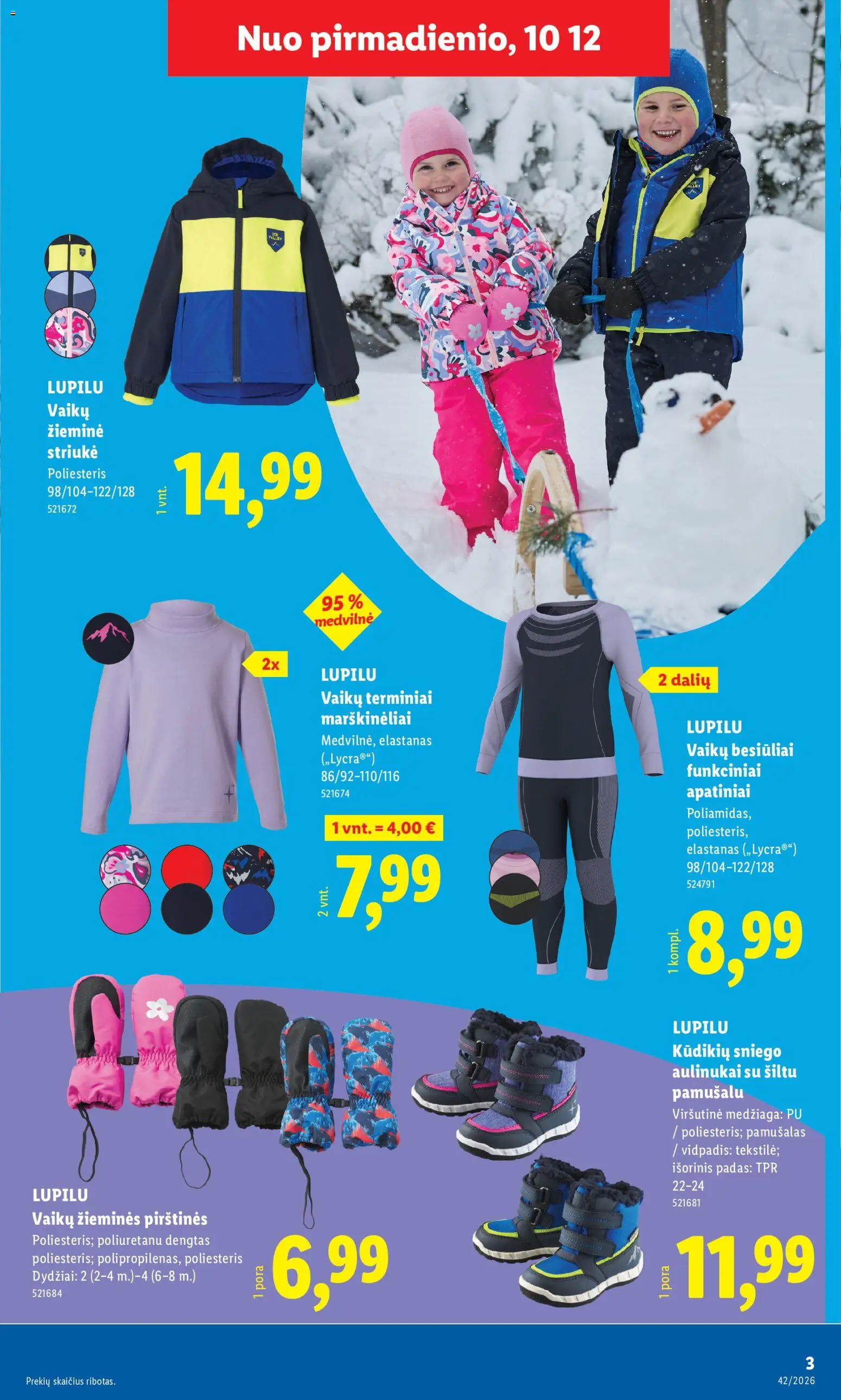 LIDL akcijos nuo 2026.10.12 | Puslapis: 3 | Prekių: Aulinukai, Marškinėliai, Pirštines