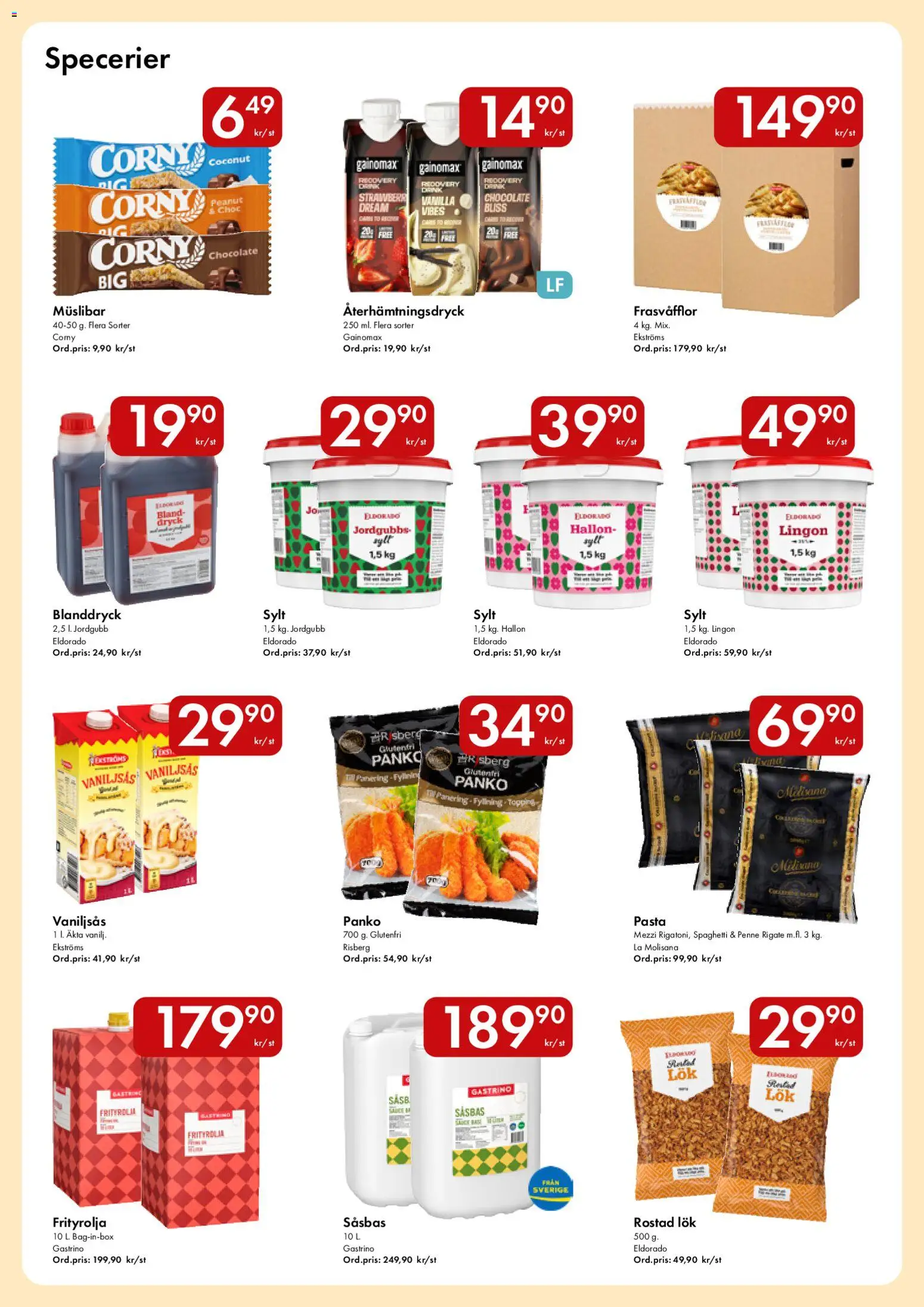 Snabbgross reklamblad aktuell från 18.05.2026 | Sida: 10 | Produkter: Rostad lök, Spaghetti, Pasta, Hallon