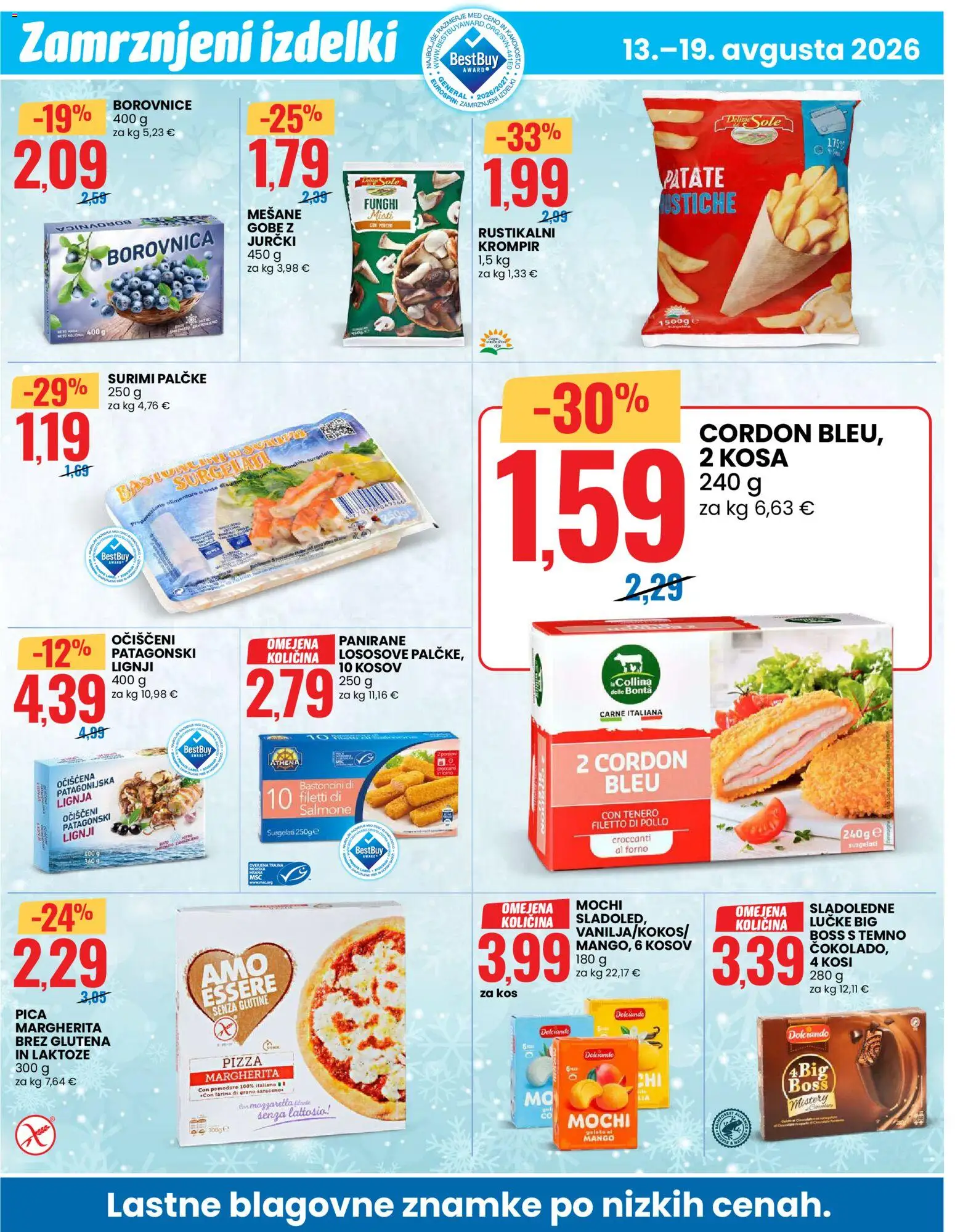 Novi Eurospin katalog ponudbe – veljaven od 13.08.2026 | Stran: 6 | Izdelki: Med, Lignji, Kos, Pica