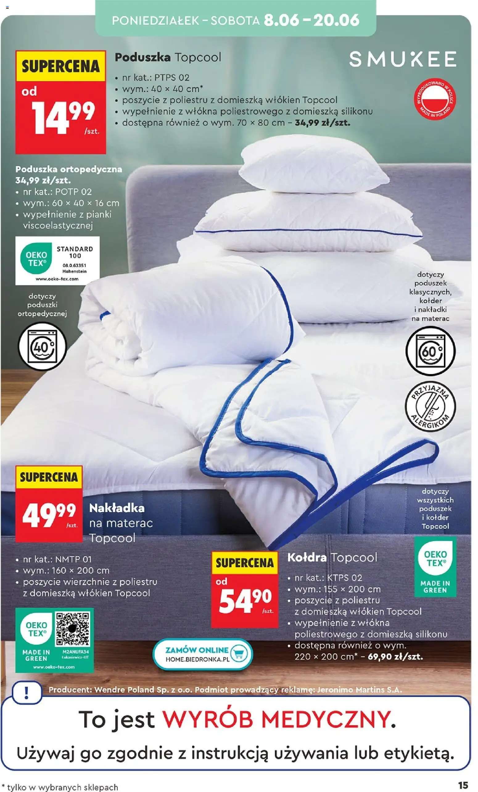 Biedronka gazetka - Hity i inspiracje od 06.06.2026 | Strona: 17 | Produkty: Materac, Poduszka, Poduszka ortopedyczna, Pianki