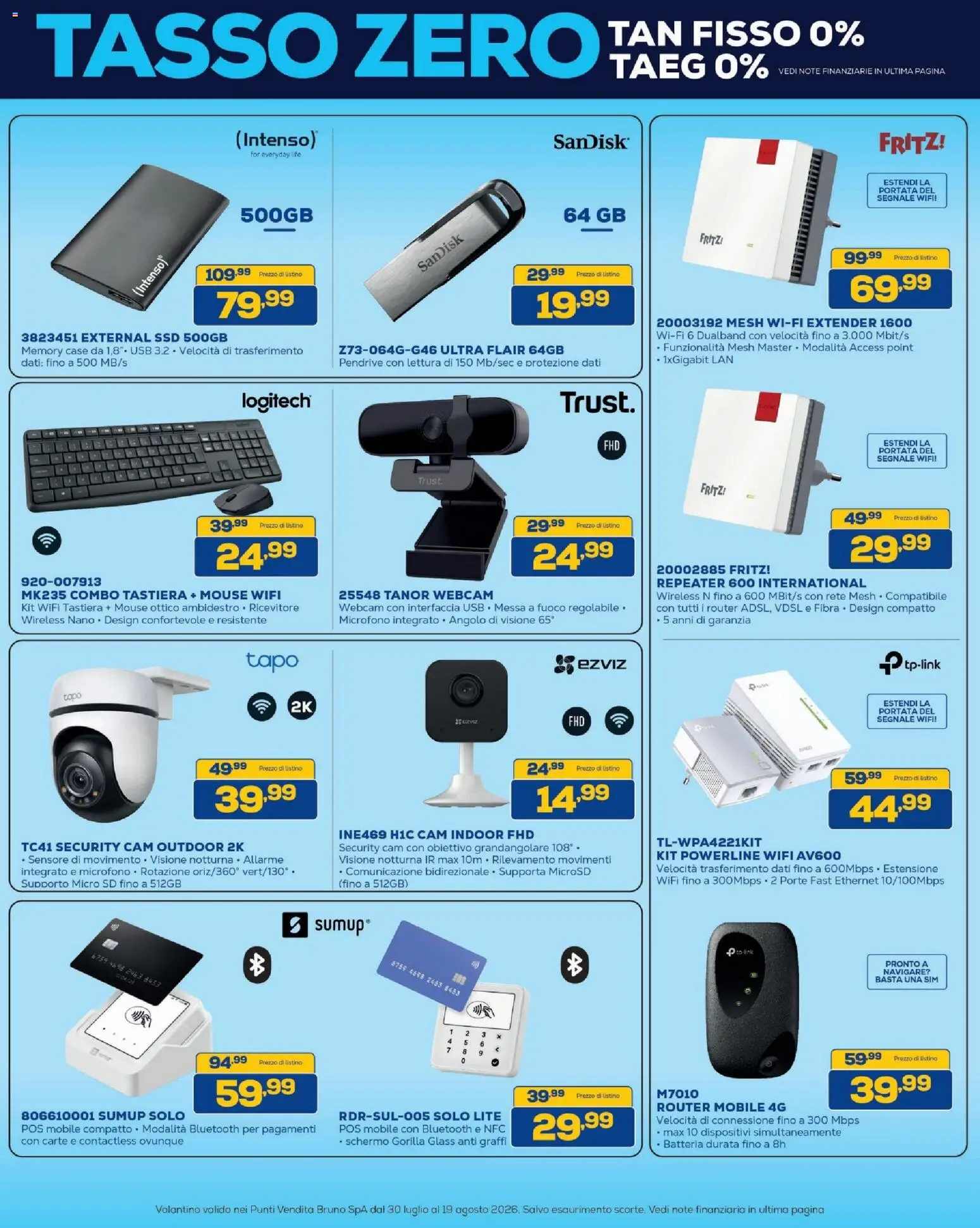 Volantino BRUNO del 30/07/2026 | Pagina: 20 | Prodotti: Router, Schermo, Mouse, Batteria