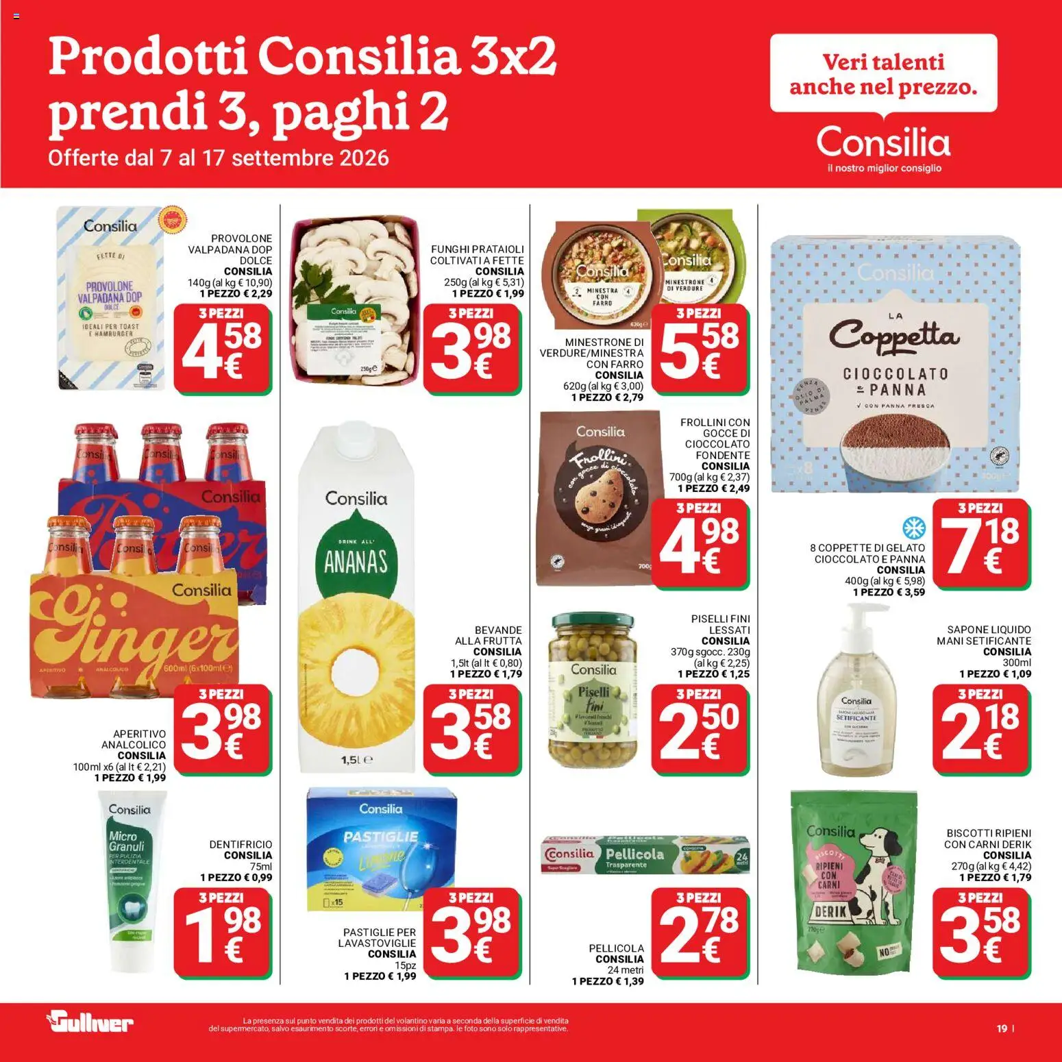 Volantino Gulliver del 07/09/2026 | Pagina: 19 | Prodotti: Provolone, Dentifricio, Funghi, Lavastoviglie