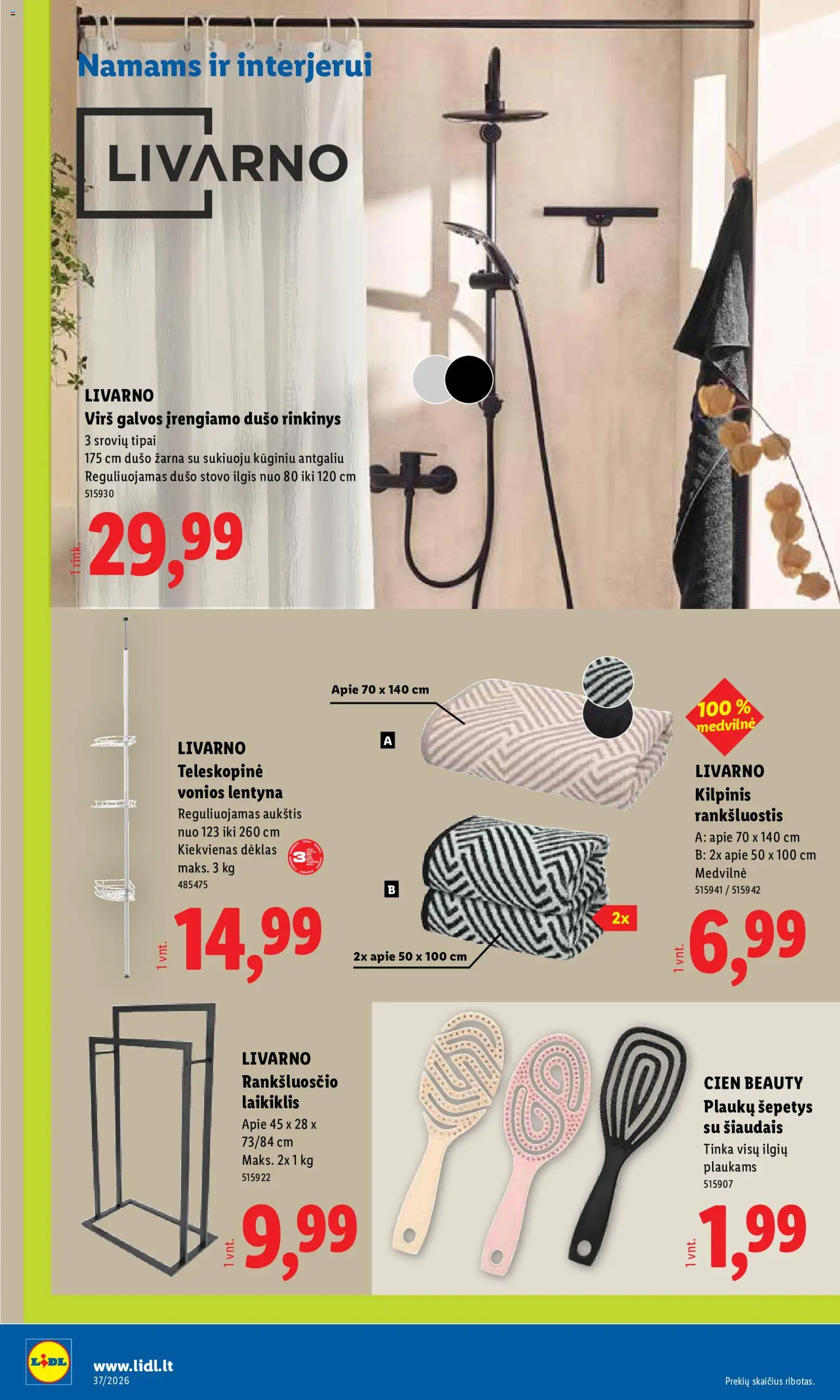 LIDL akcijos nuo 2026.09.07 | Puslapis: 6 | Prekių: Rankšluostis, Lentyna, Dėklas