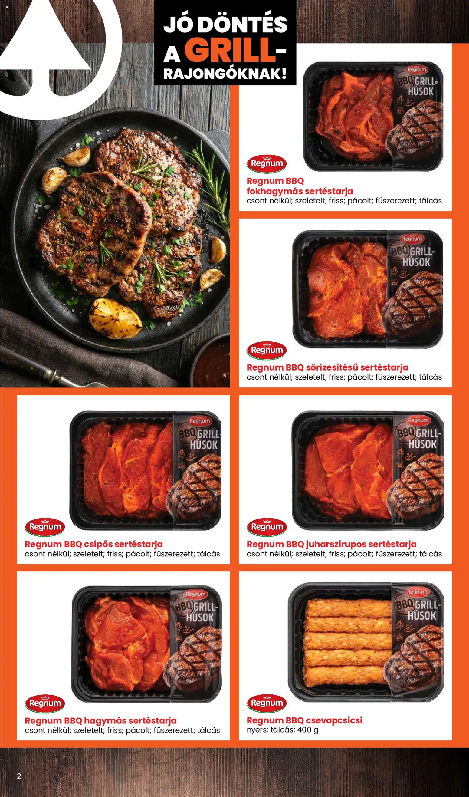 Spar akciós ujság - amely érvényes a következő dátumtól: 2026.04.30. | Oldal: 2 | Termékek: Sertéstarja, Grill