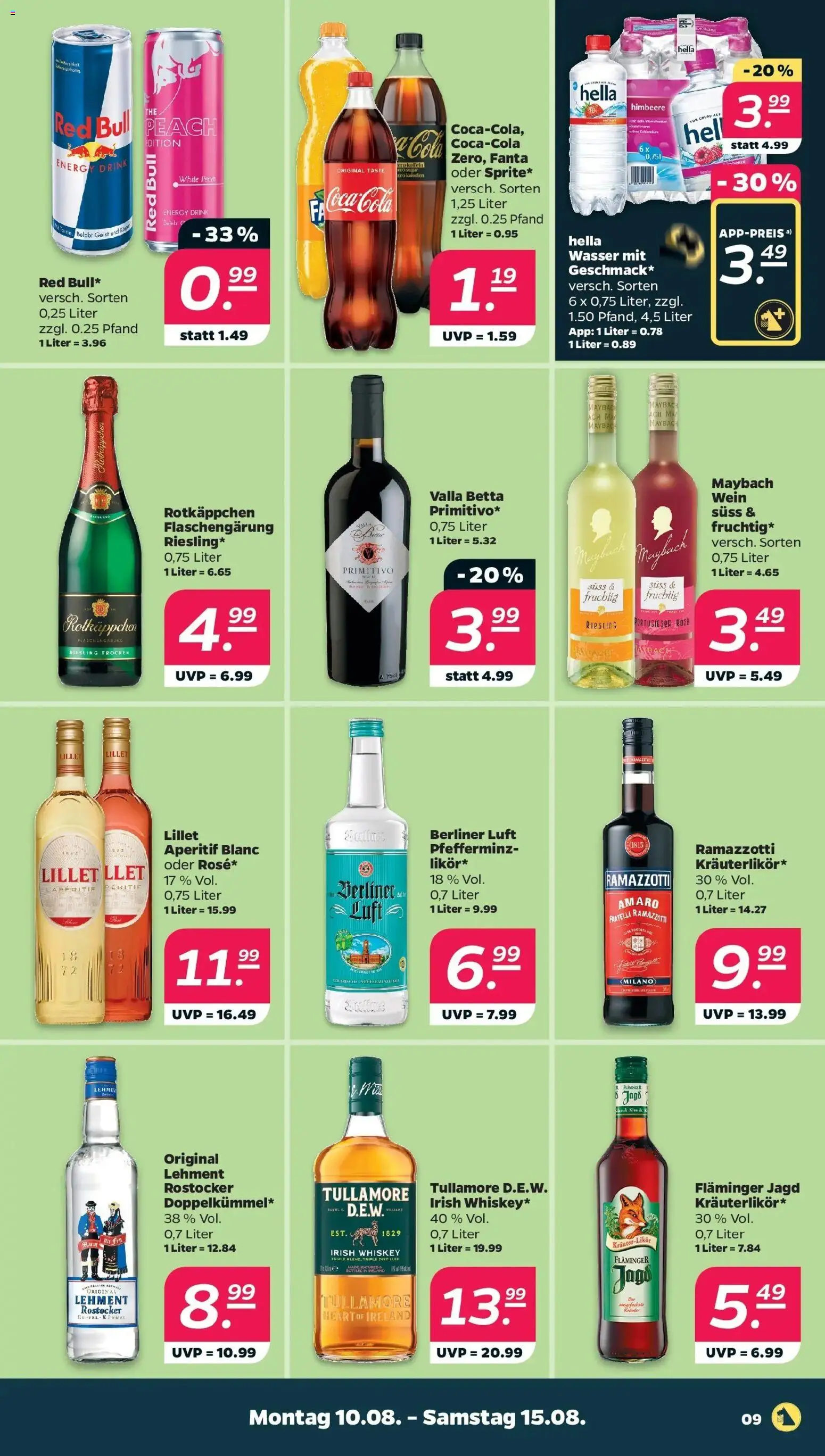 Netto - Netto APS : Wochenangebote ab 10.08.2026 → Angebote nächste Woche | Seite: 11 | Produkte: Red bull, Cola, Himbeere, Whiskey
