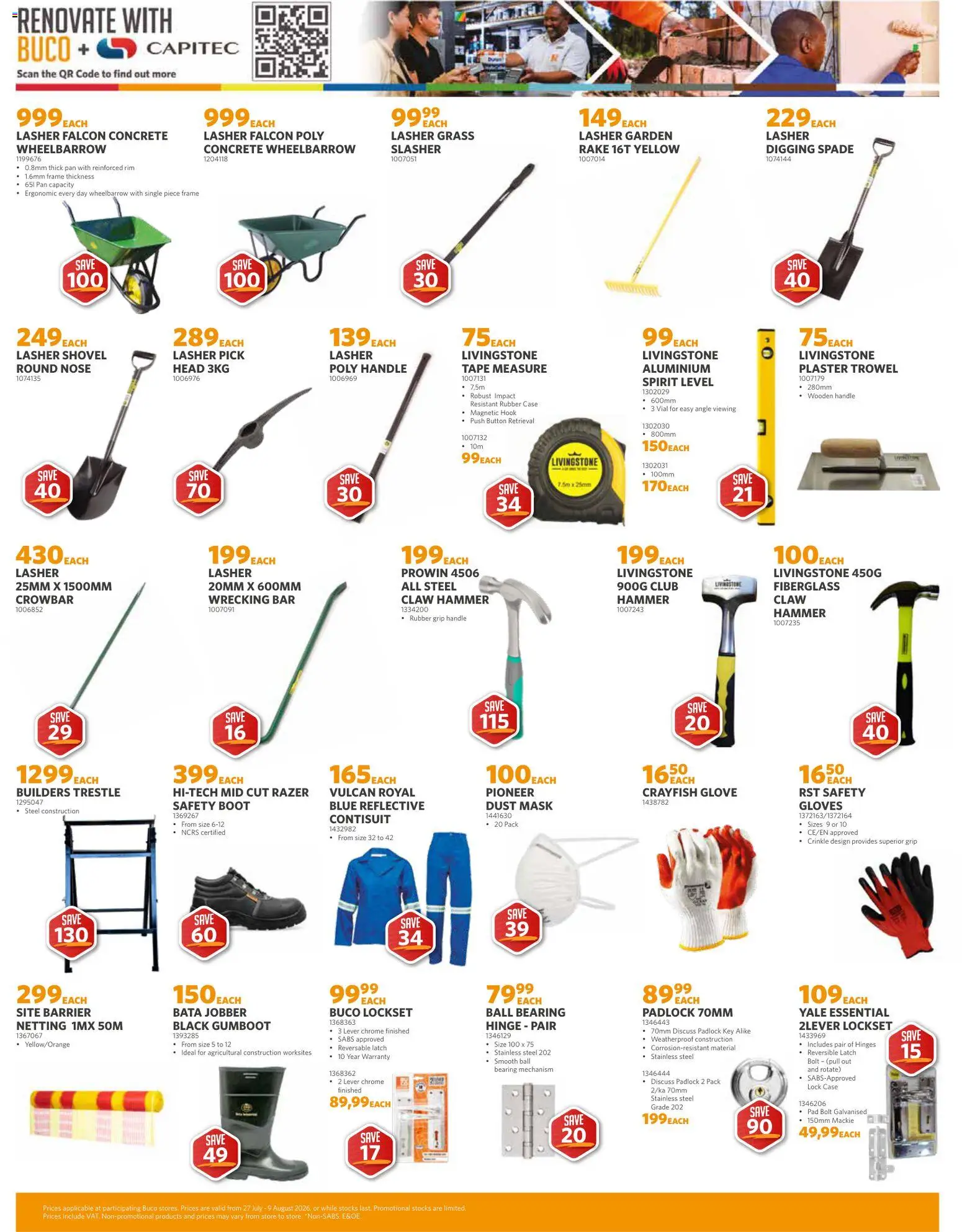 New BUCO catalogue – valid from 27/07/2026 | Page: 3 | Products: Glove, Tape measure, Wheelbarrow, Mask