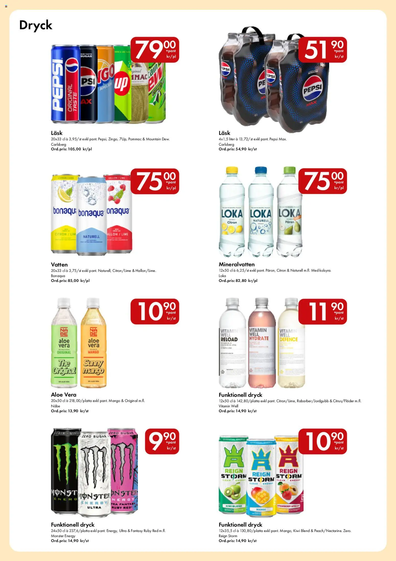 Snabbgross reklamblad aktuell från 07/09/2026 | Sida: 12 | Produkter: Loka, Pepsi, Vatten, Lime