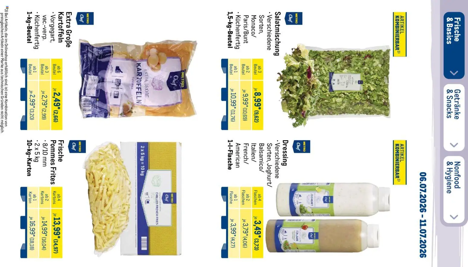 Metro Prospekt – gültig ab 06.07.2026 | Seite: 11 | Produkte: Joghurt, Dressing, Pommes frites, Kartoffeln