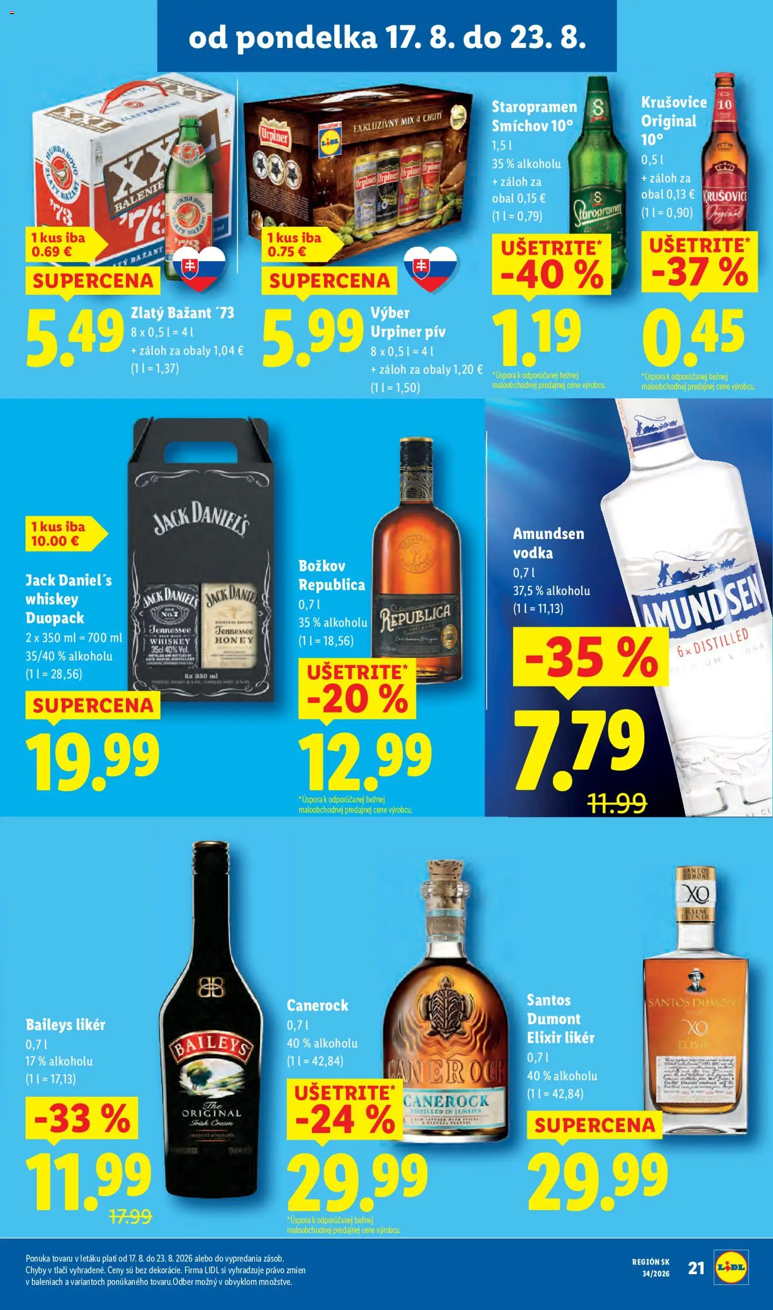 Nové Lidl akcie – leták je platný od 17.08.2026 | Strana: 25 | Produkty: Republica, Krušovice, Vodka, Rum