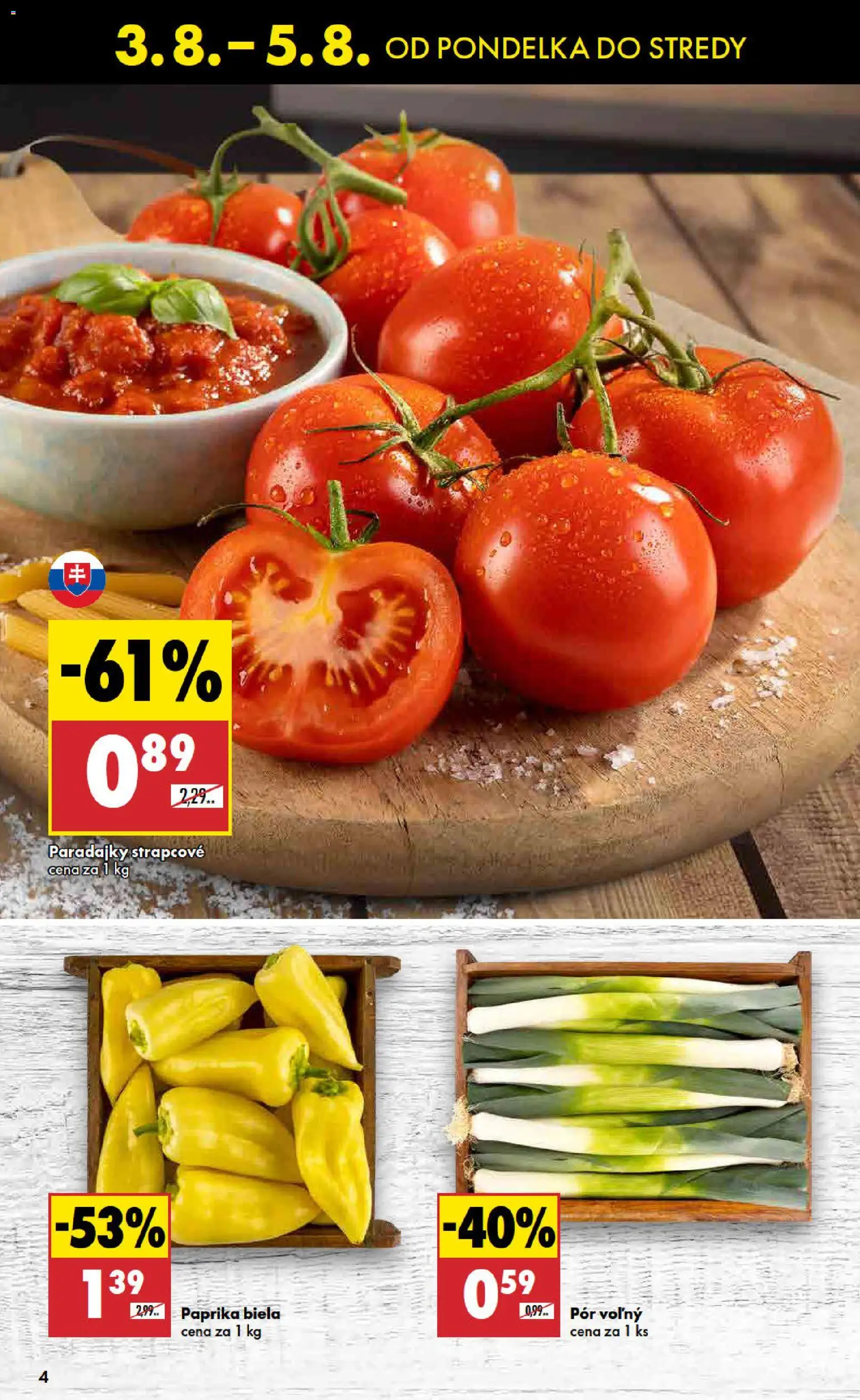 Nové Biedronka akcie – leták je platný od 03.08.2026 | Strana: 4 | Produkty: Paprika, Paradajky