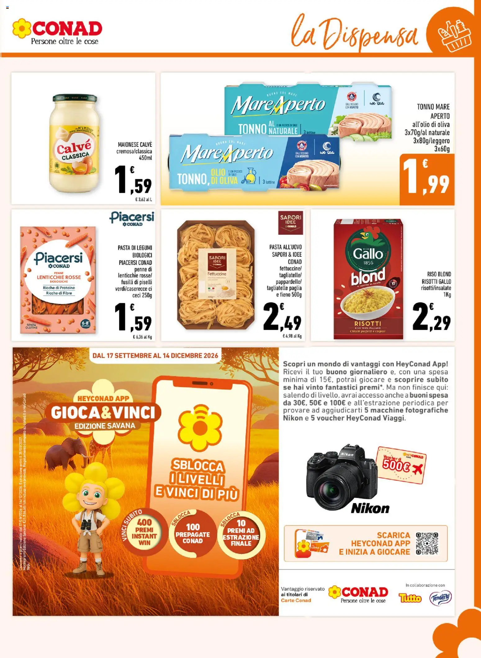Volantino Conad del 23/09/2026 | Pagina: 13 | Prodotti: Tagliatelle, Ceci, Olio, Fusilli